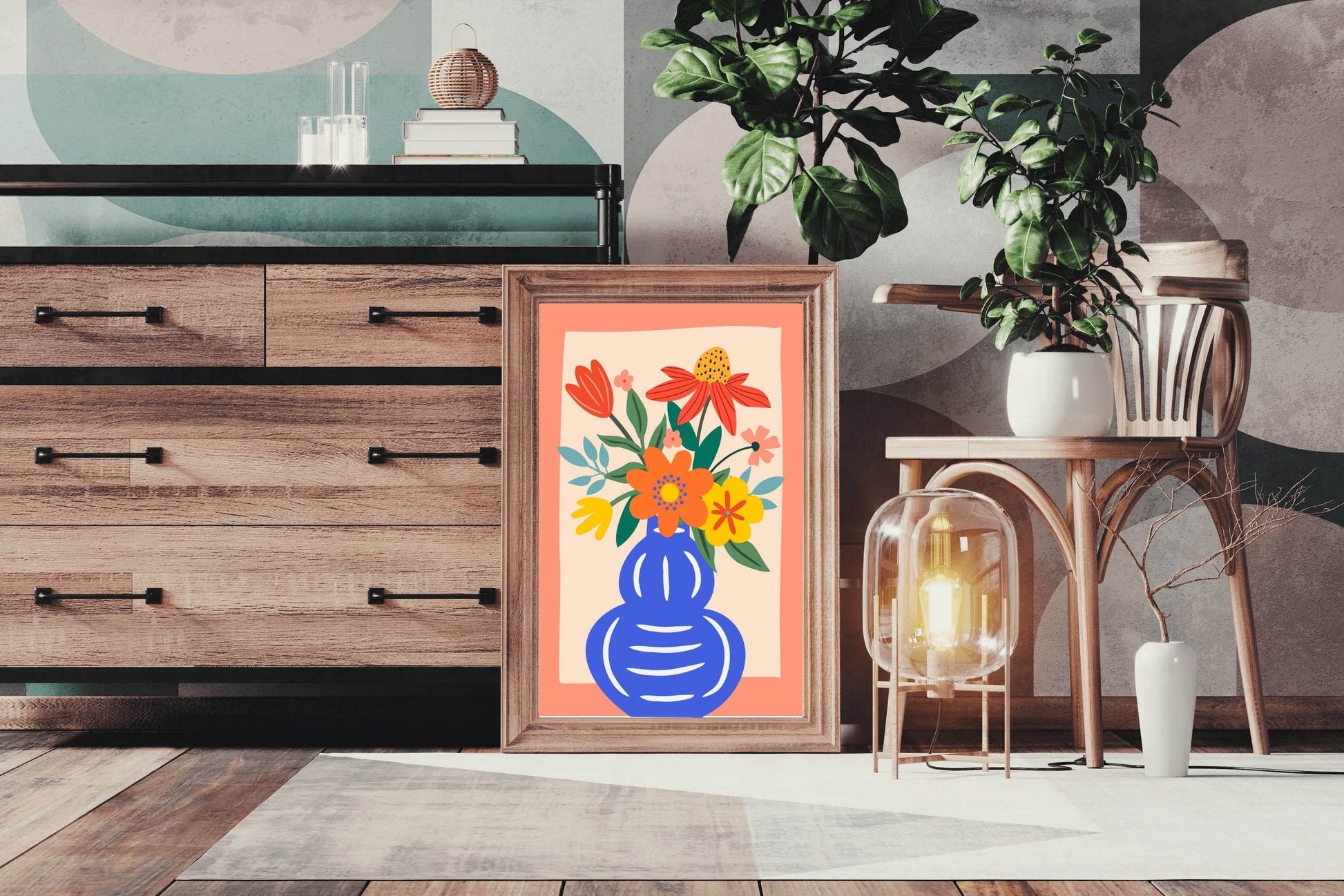 Painting a Blue Vase With Flowers Wall Art - beink online art store