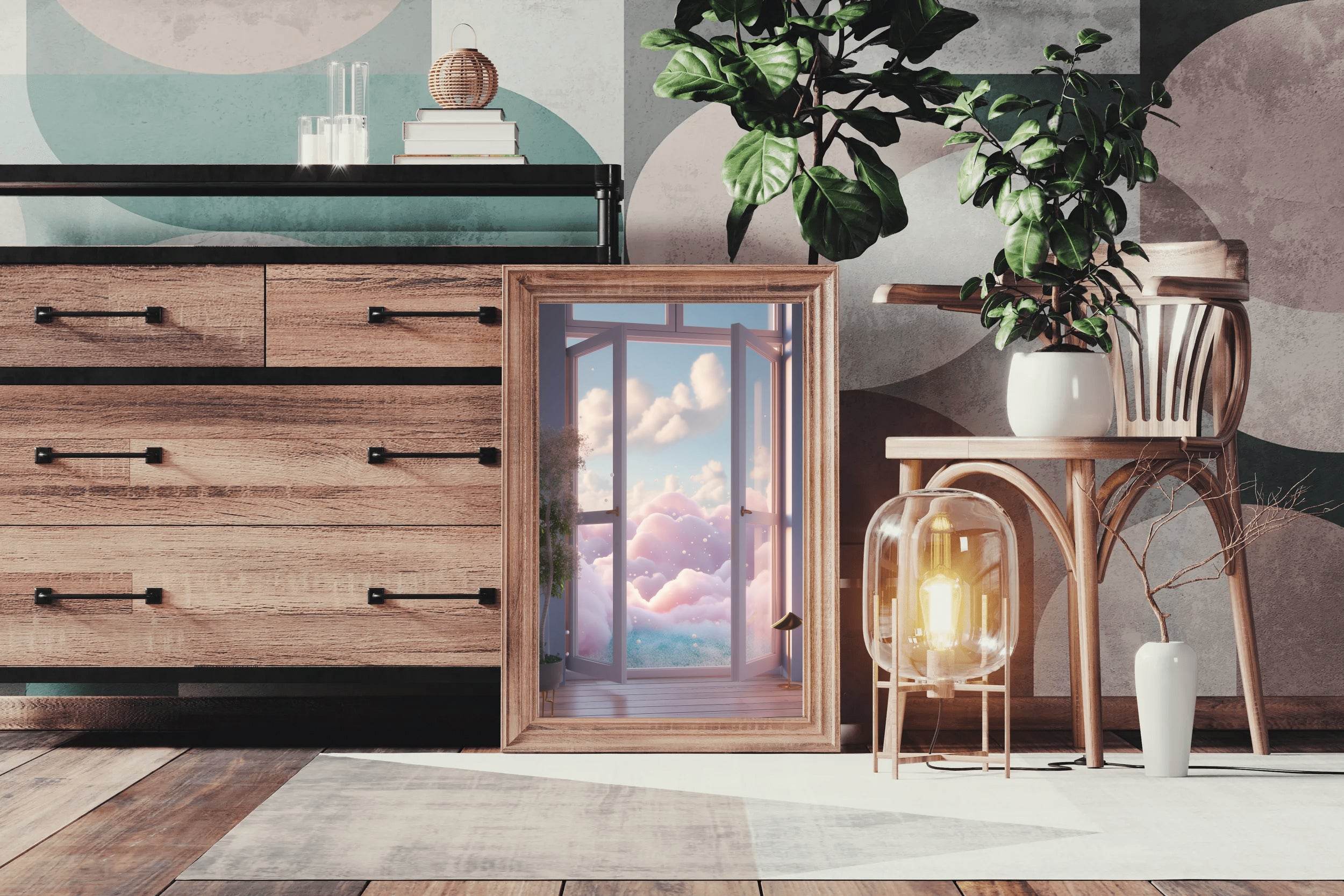 Room with window and surreal view Anime Wall Art - beink online art store