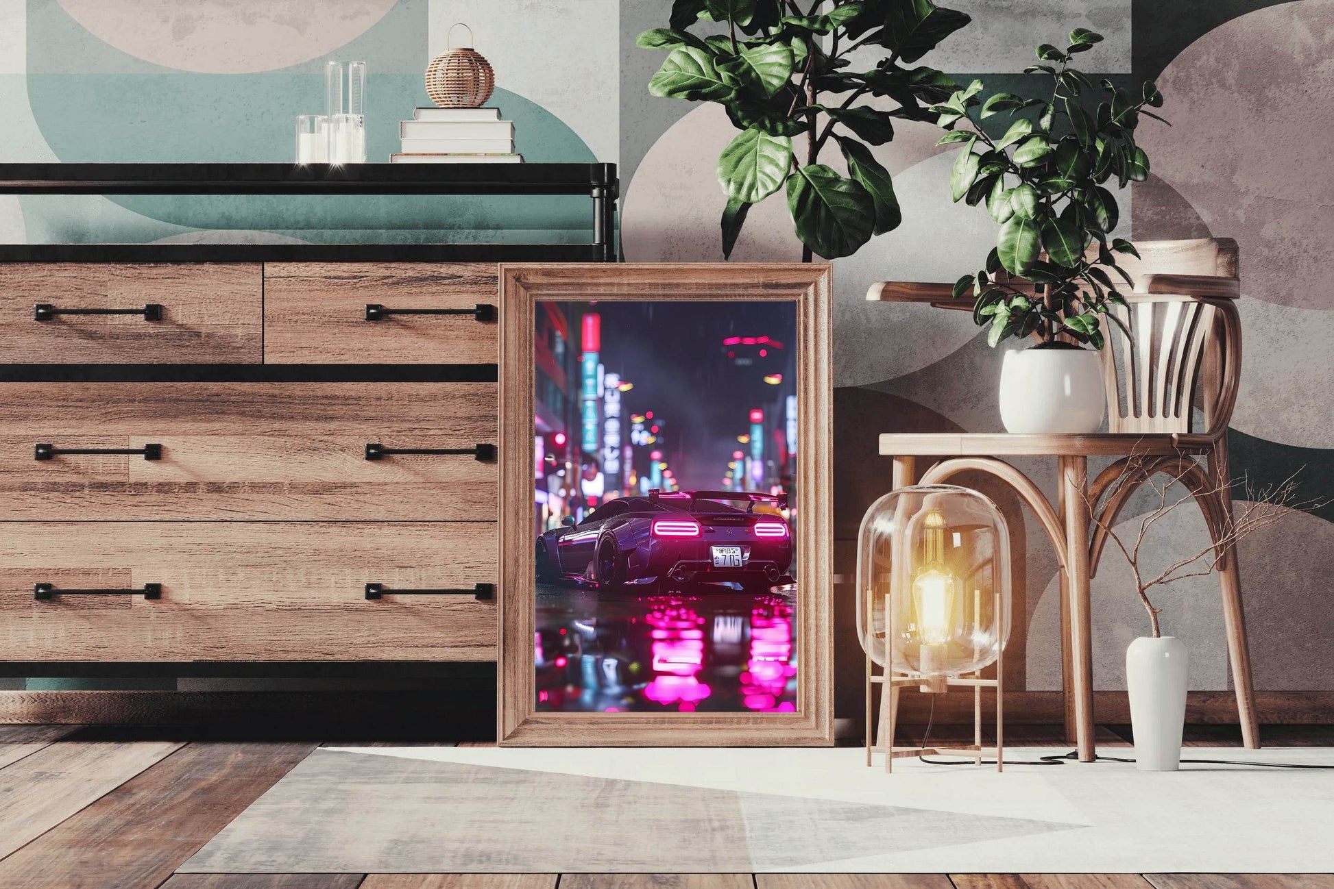 Neon Colors Bugatti Chiron Wall Art - beink online art store