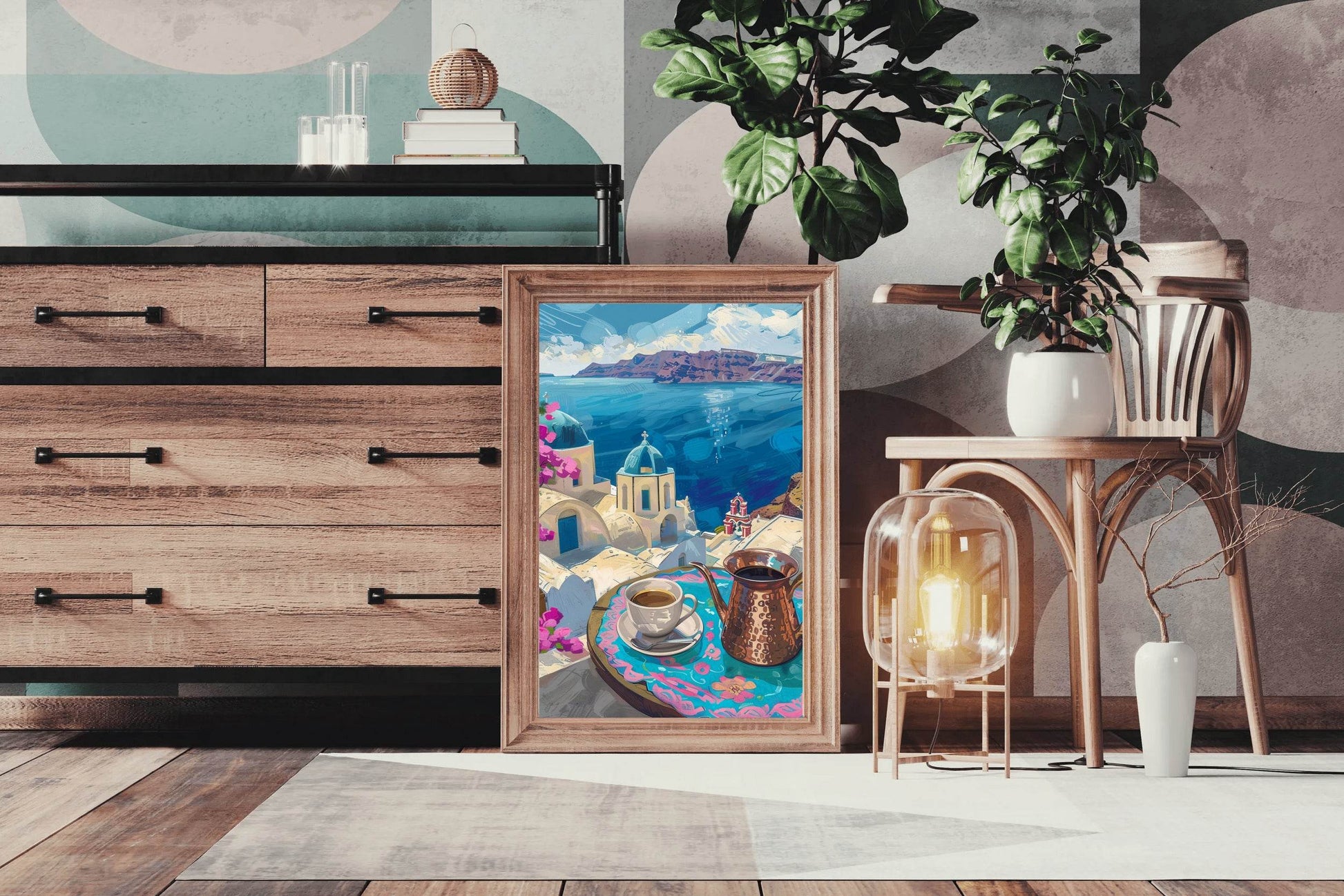 Santorini Sunrise Painting Wall Art - beink online art store