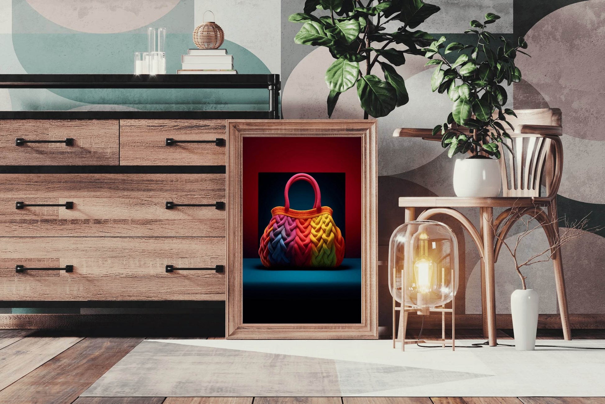Colorful Knitted Bag Wall Art - beink online art store