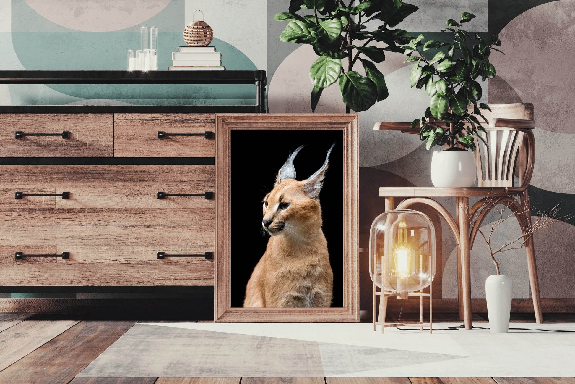 Wild Cart Caracal Face Wall Art - beink online art store