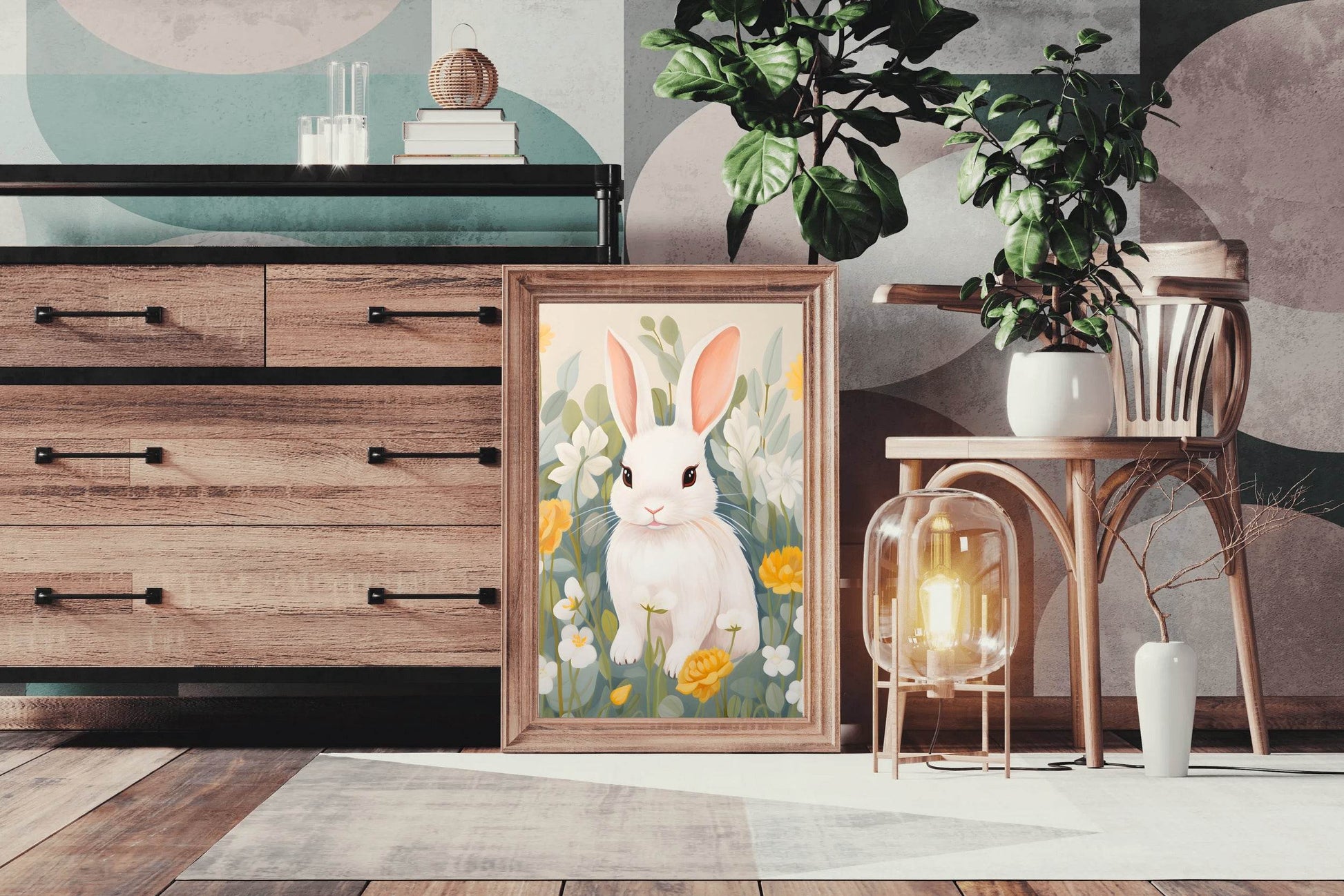 Shocked White Cartoon Bunny Wall Art - beink online art store