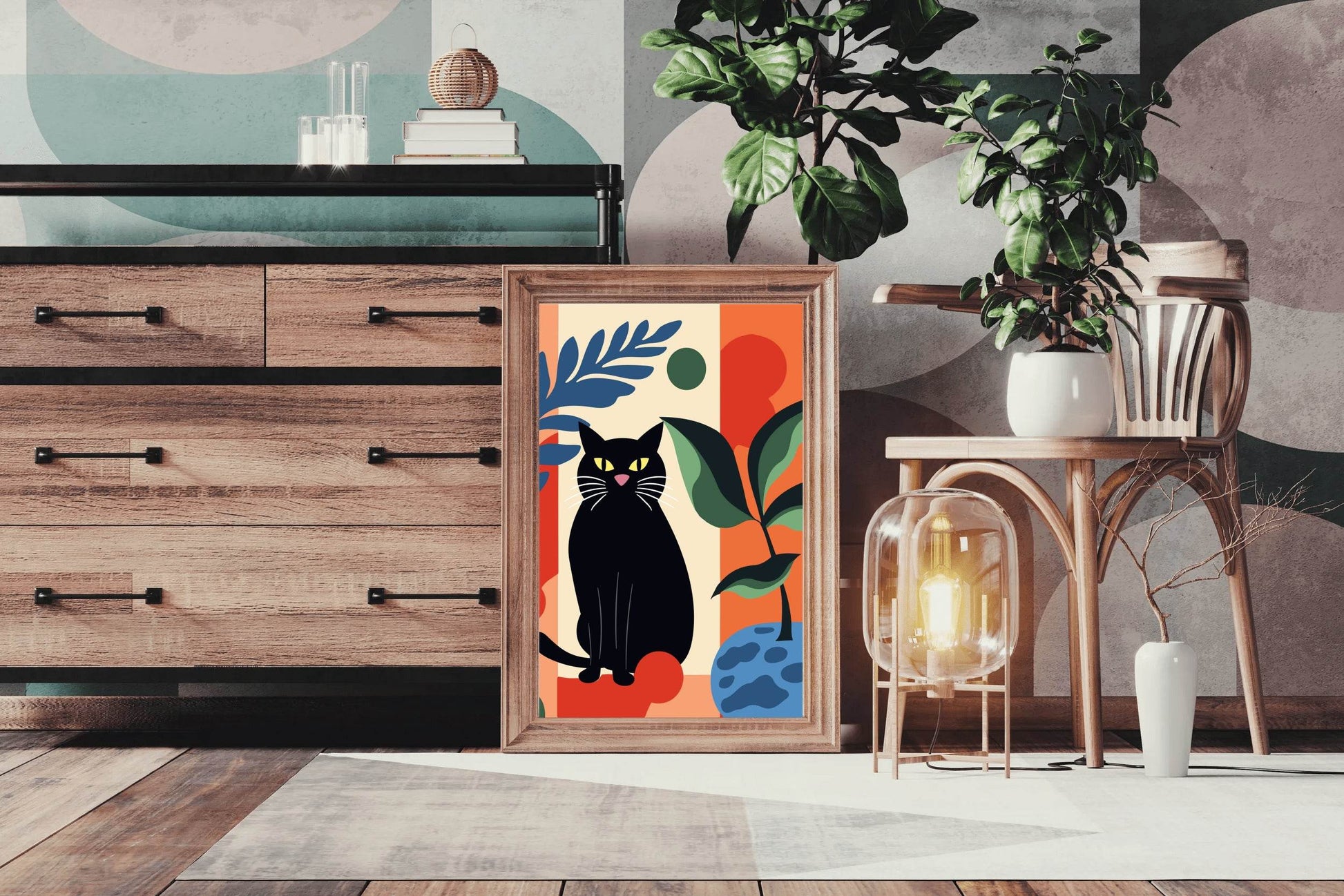 Black Cat Painting Wall Art - beink online art store