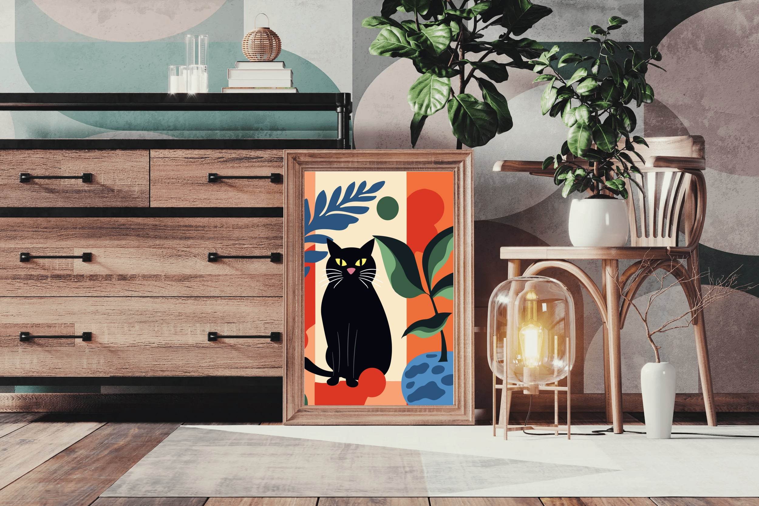 Black Cat Painting Wall Art - beink online art store