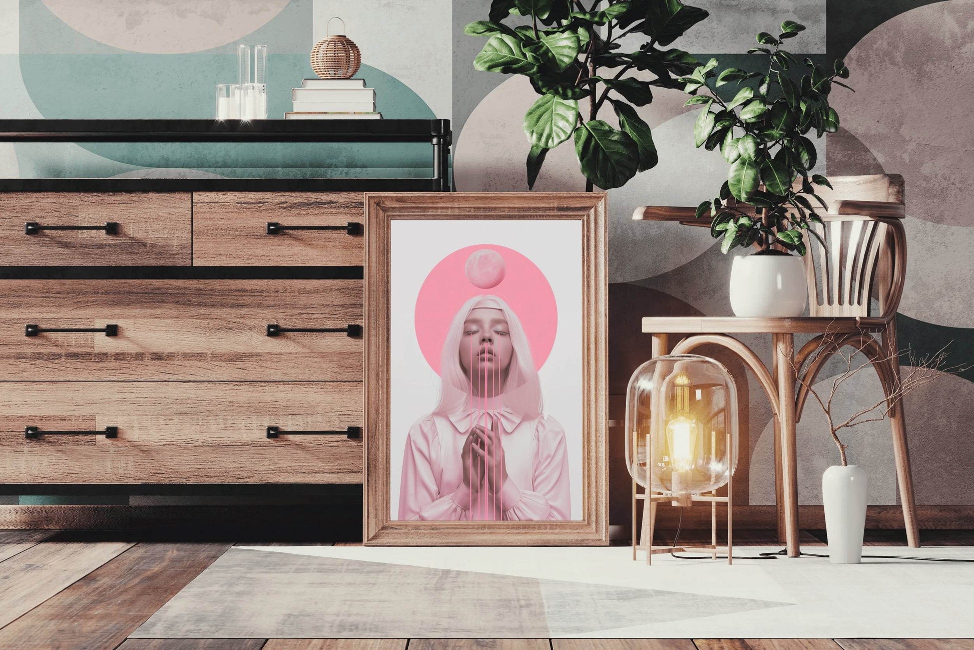 Lady in Pink Modern Wall Art - beink online art store