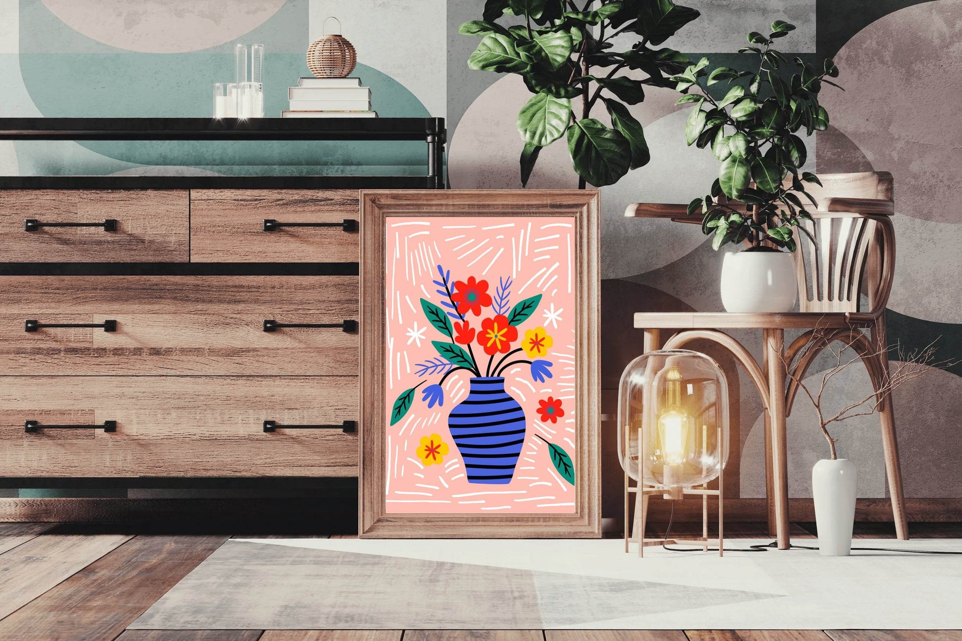 Painting a Bouquet of Flowers Inside a Clay Pot Art - beink online art store