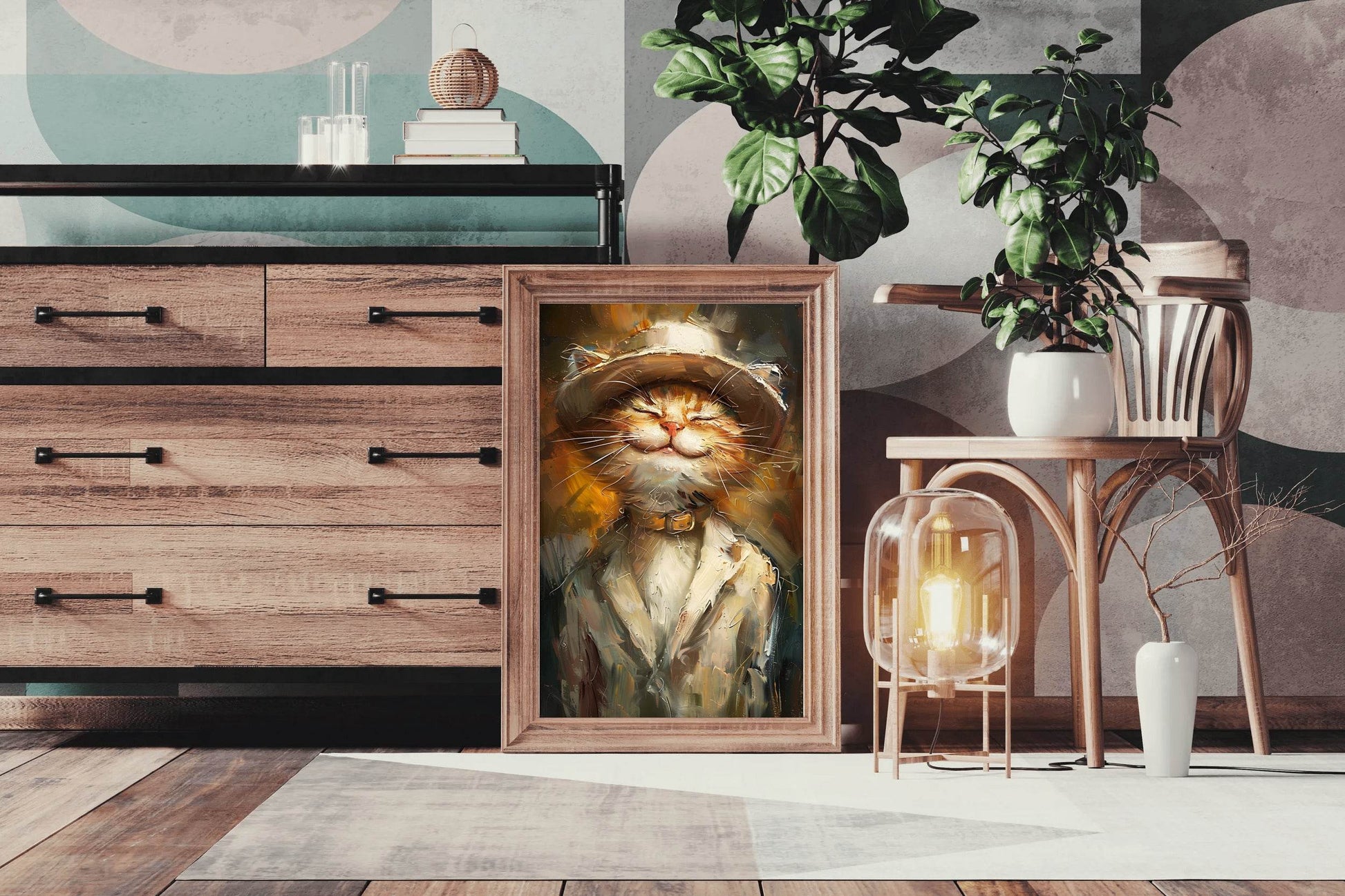 Hand Painted Picture of Boss Style Cat - beink online art store