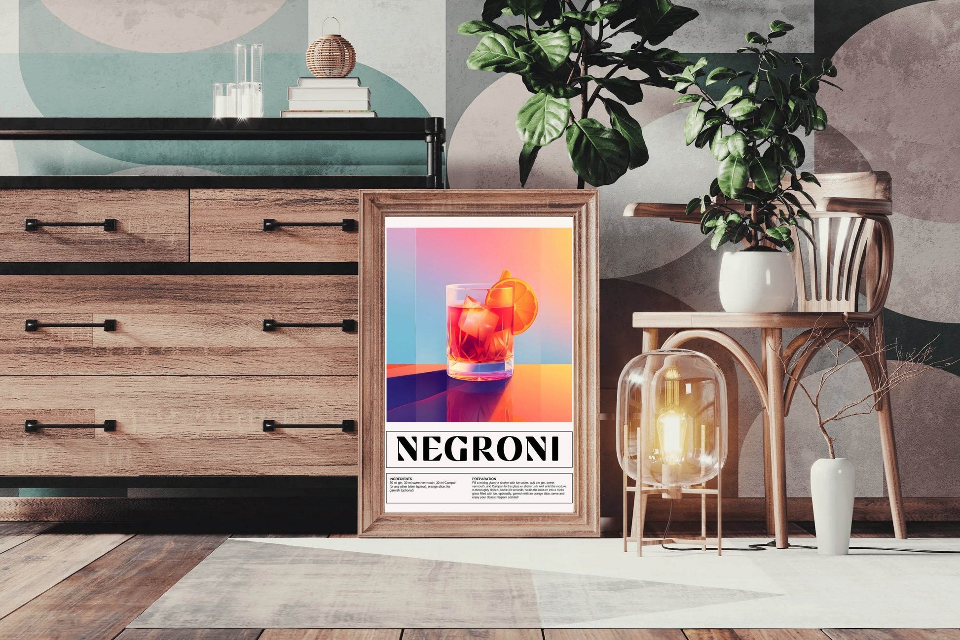 Traditional Negroni Cocktail Wall Art - beink online art store