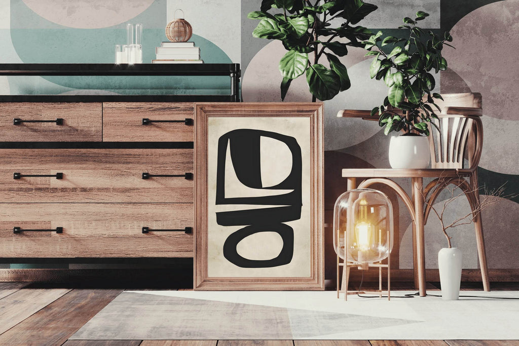 Hand Drawn Black Geometric Shapes Modern Wall Art - beink online art store