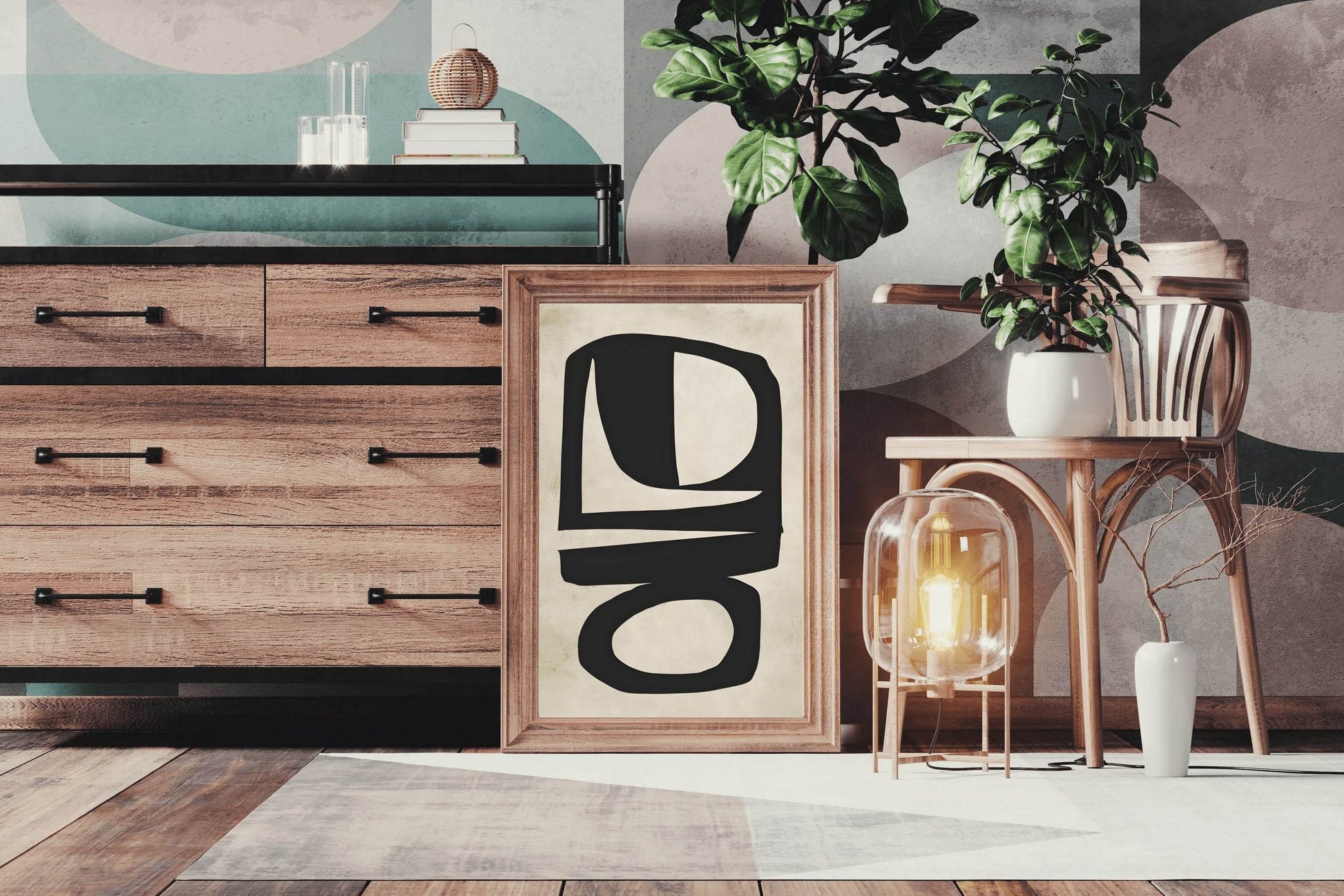 Hand Drawn Black Geometric Shapes Modern Wall Art - beink online art store
