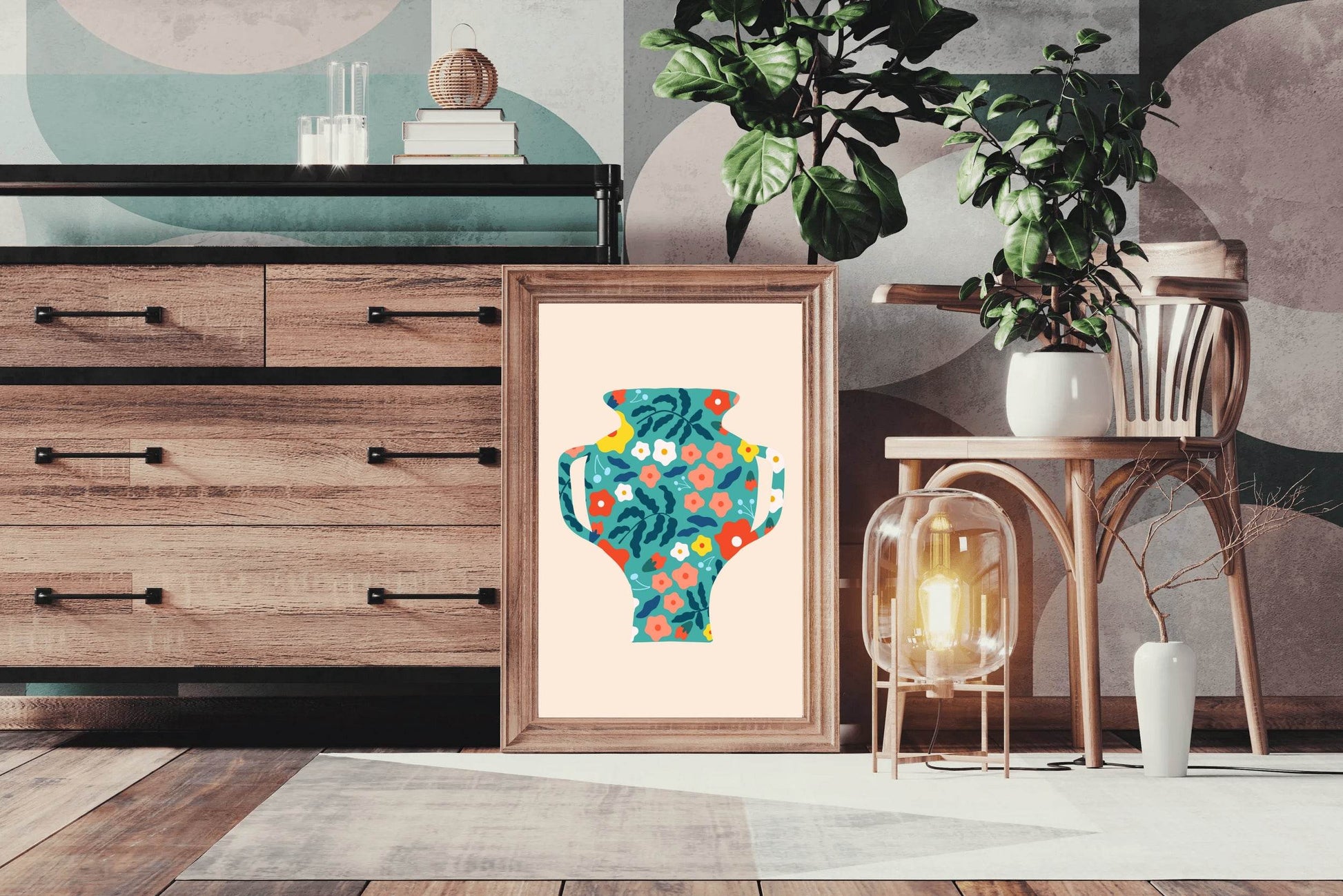 Decorated Flower Pot Painting Wall Art - beink online art store