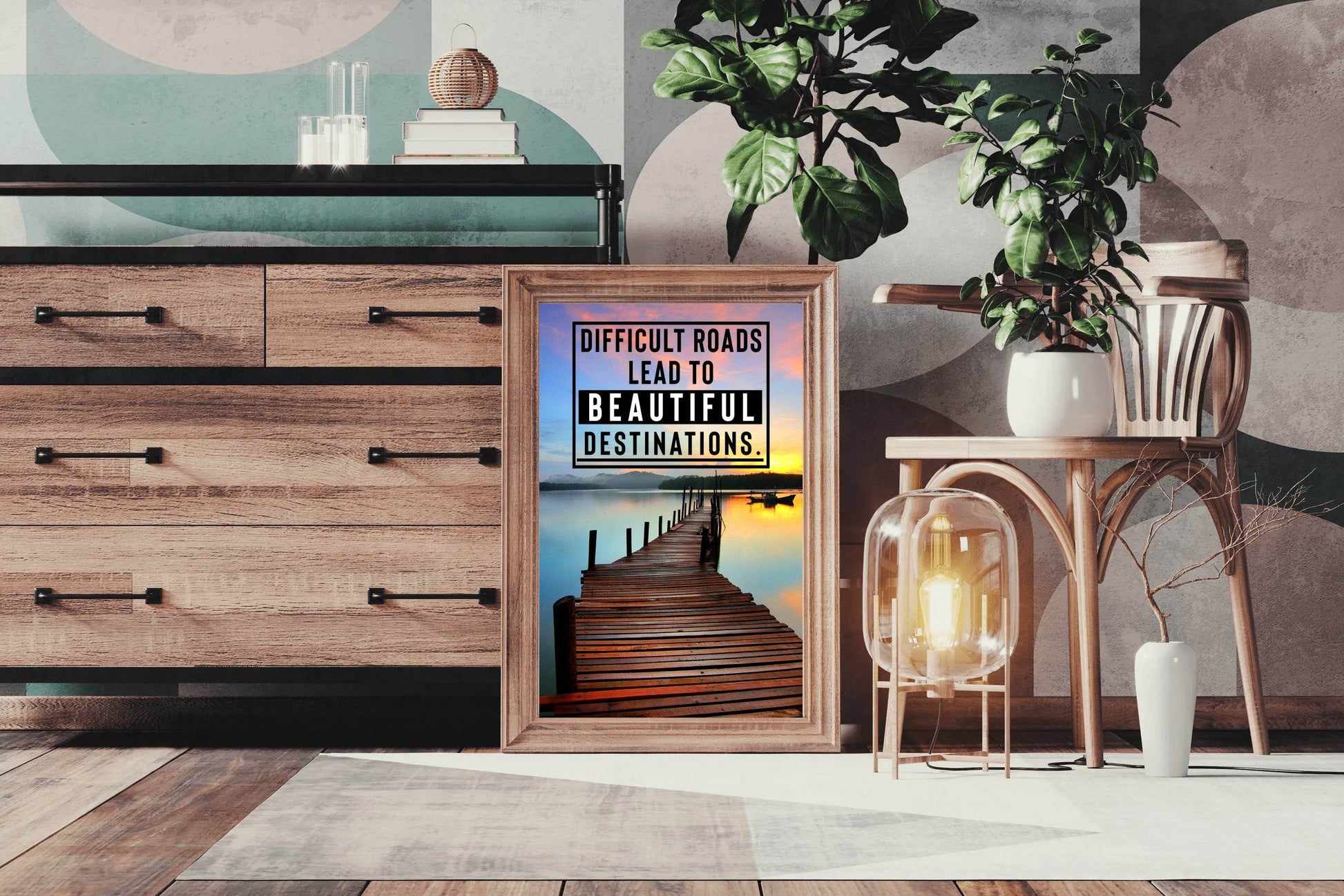 Difficult Road Beautiful Destinations Motivational Wall Art - beink online art store