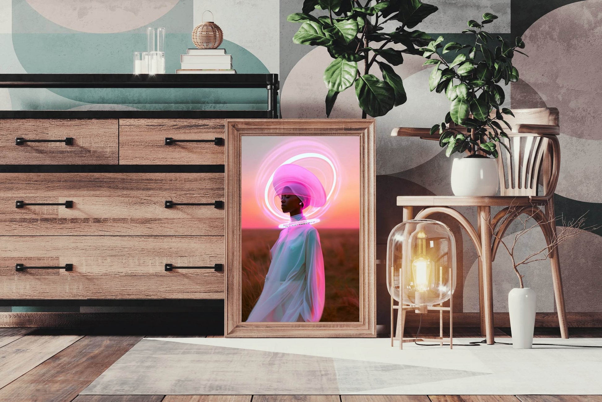 Painting of a Woman in a Flowing White Dress - beink online art store
