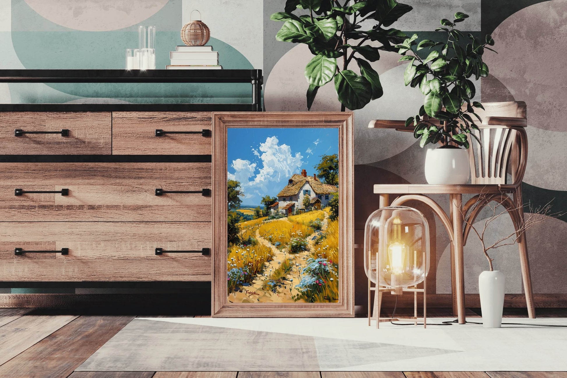 Painting Dirt Road In The Field Wall Art - beink online art store