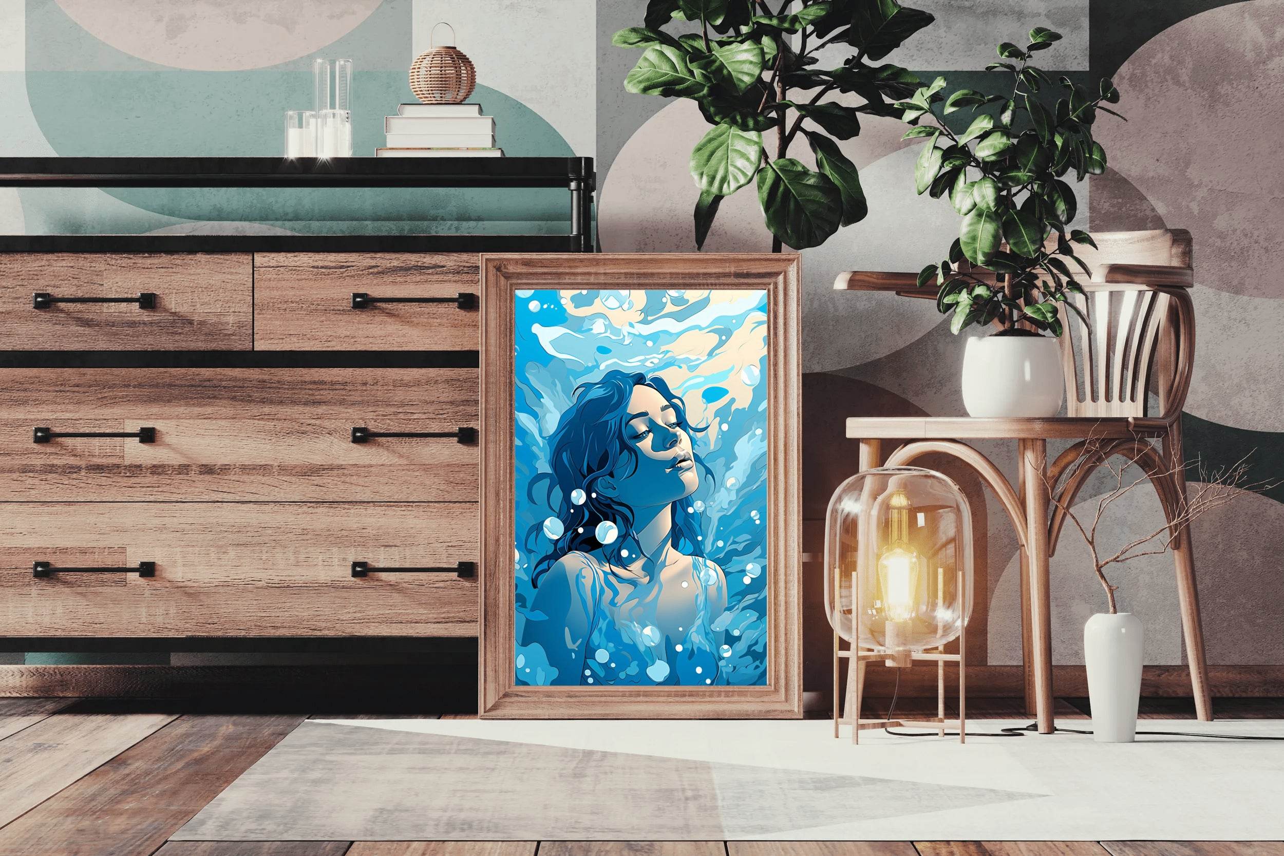 Girl Underwater Anime Wall Art - beink online art store