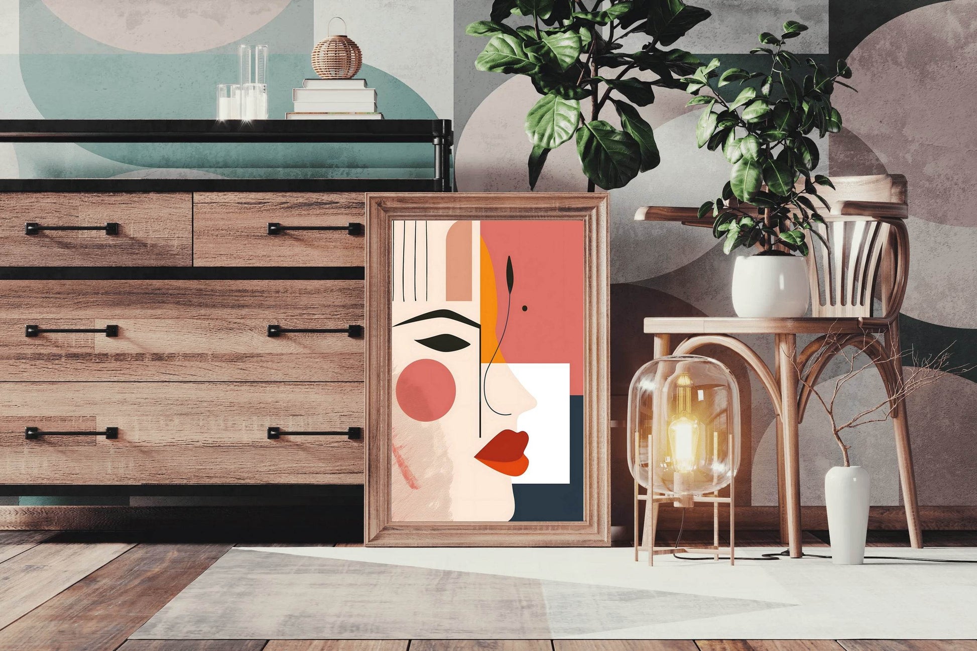 Creative Girl Face Abstract Wall Art - beink online art store