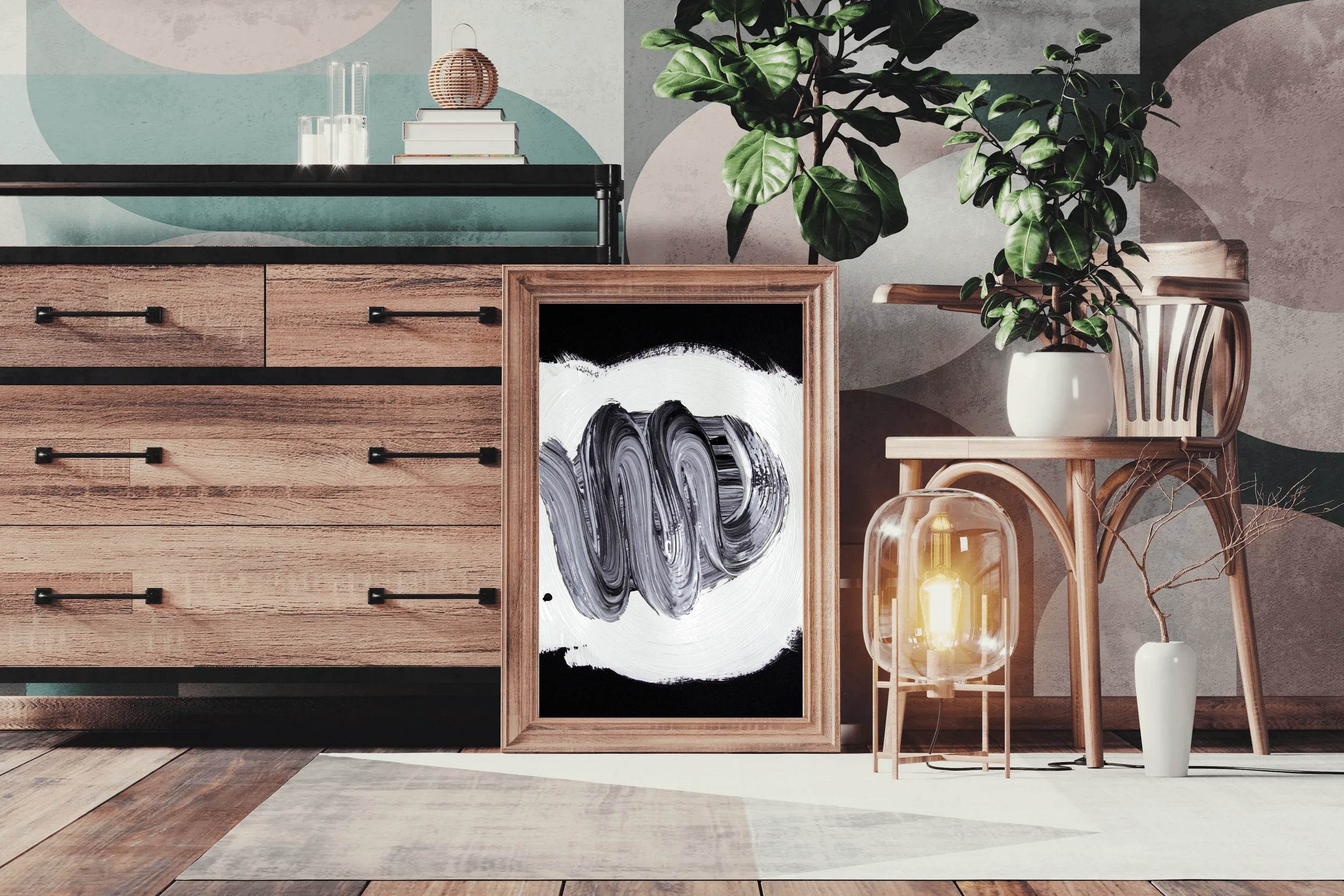 Pain Brush Stroke Black & White Wall Art - beink online art store