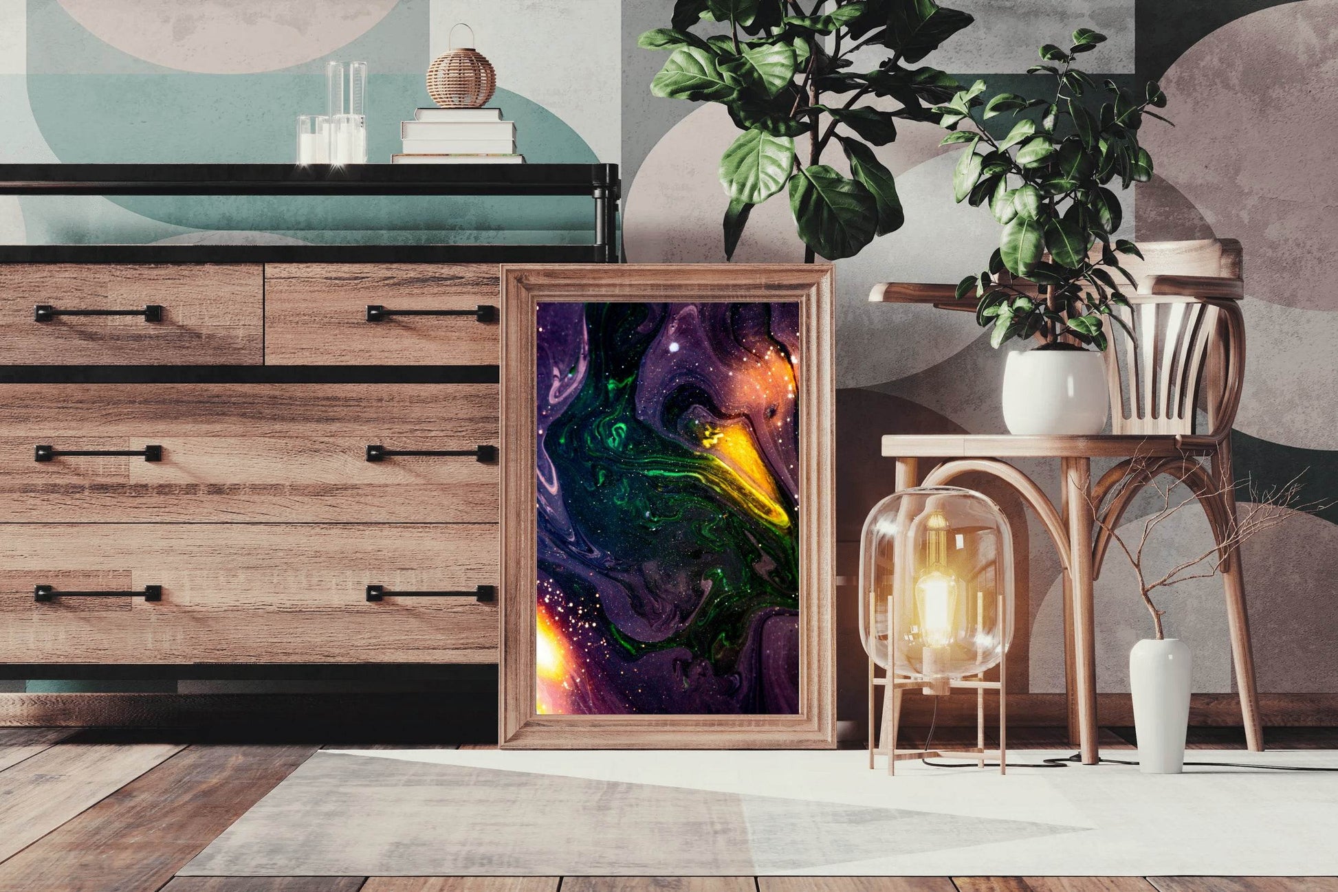 Galaxy with Oil Paint Abstract Wall Art - beink online art store