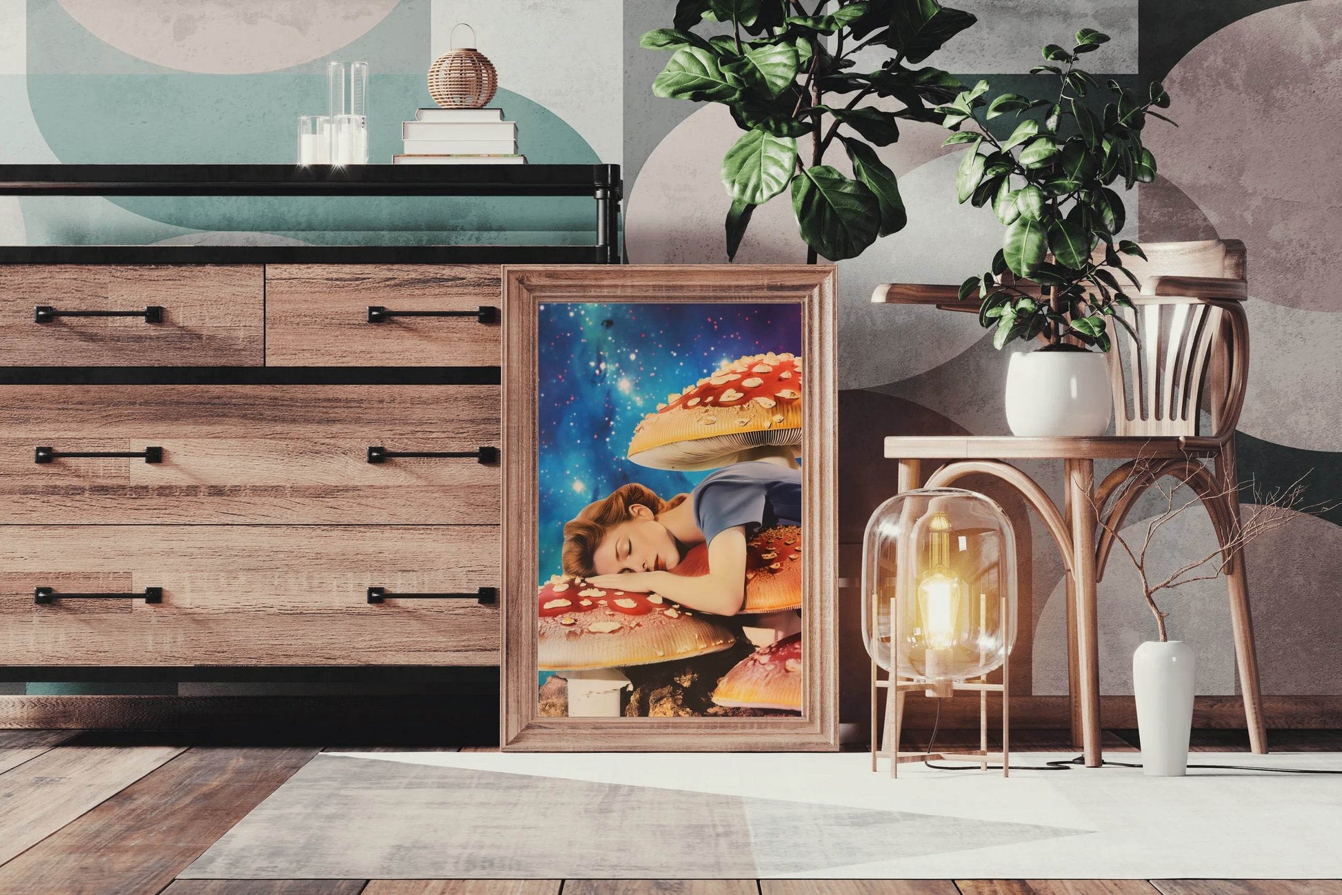 Girl Sleeping On A Mushroom Wall Art - beink online art store