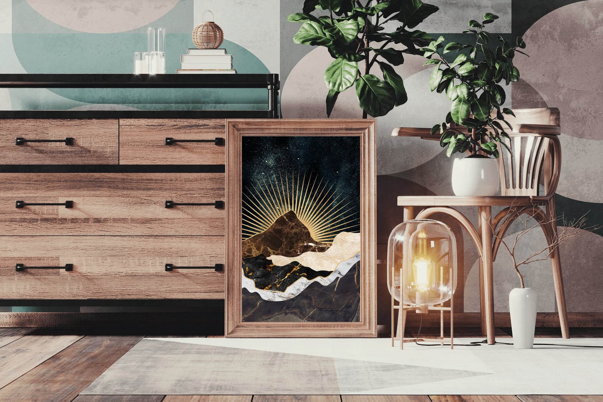 Copper and Gold Mountain Modern Wall Art - beink online art store