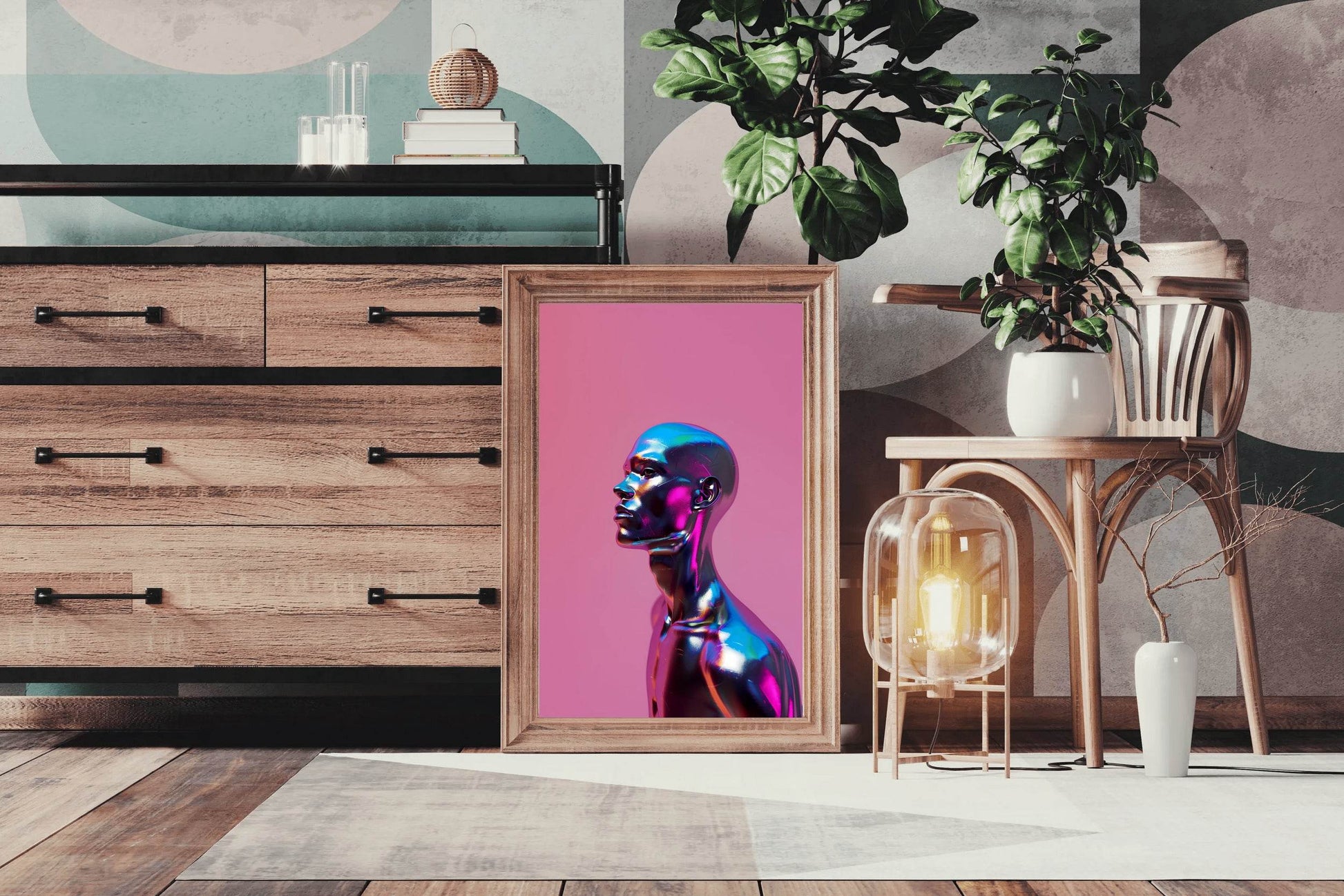 Metallic Human Head Wall Art - beink online art store