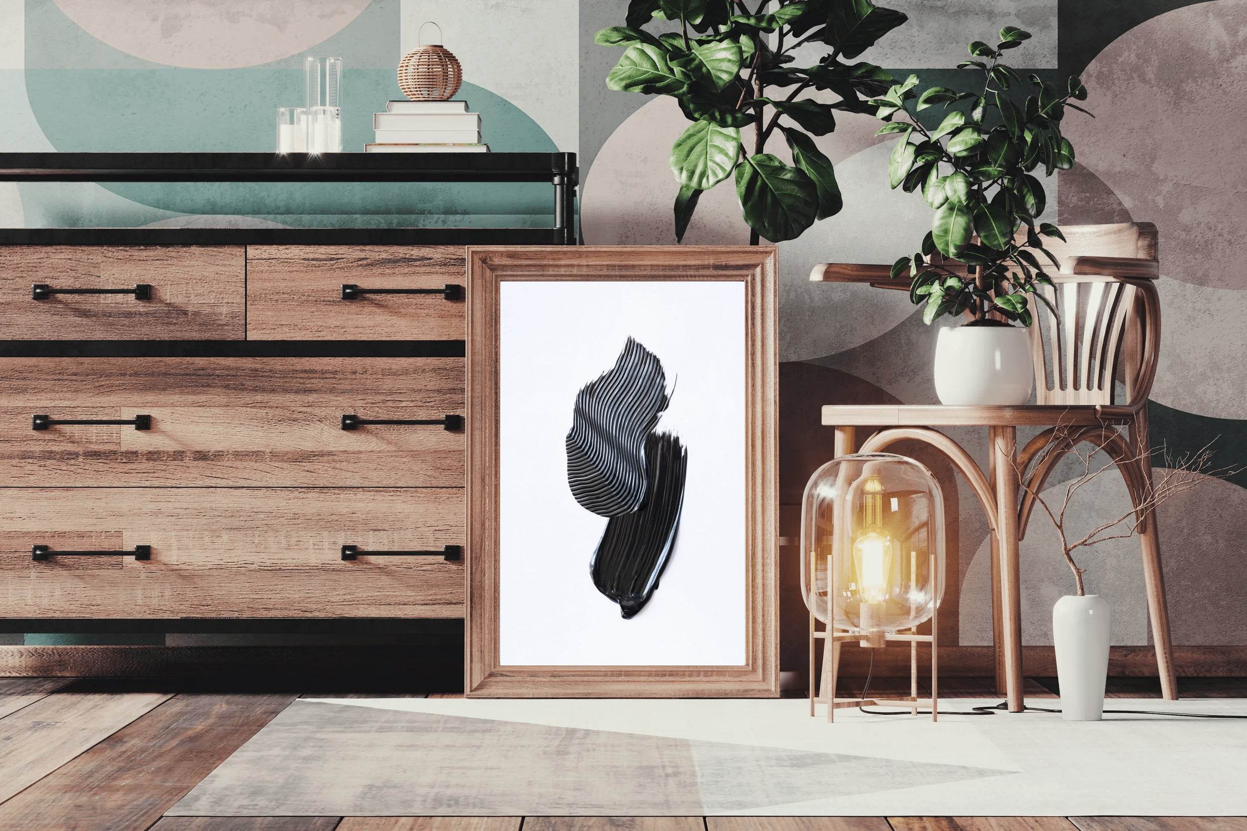 Mascara Brush Stroke Black & White Wall Art - beink online art store