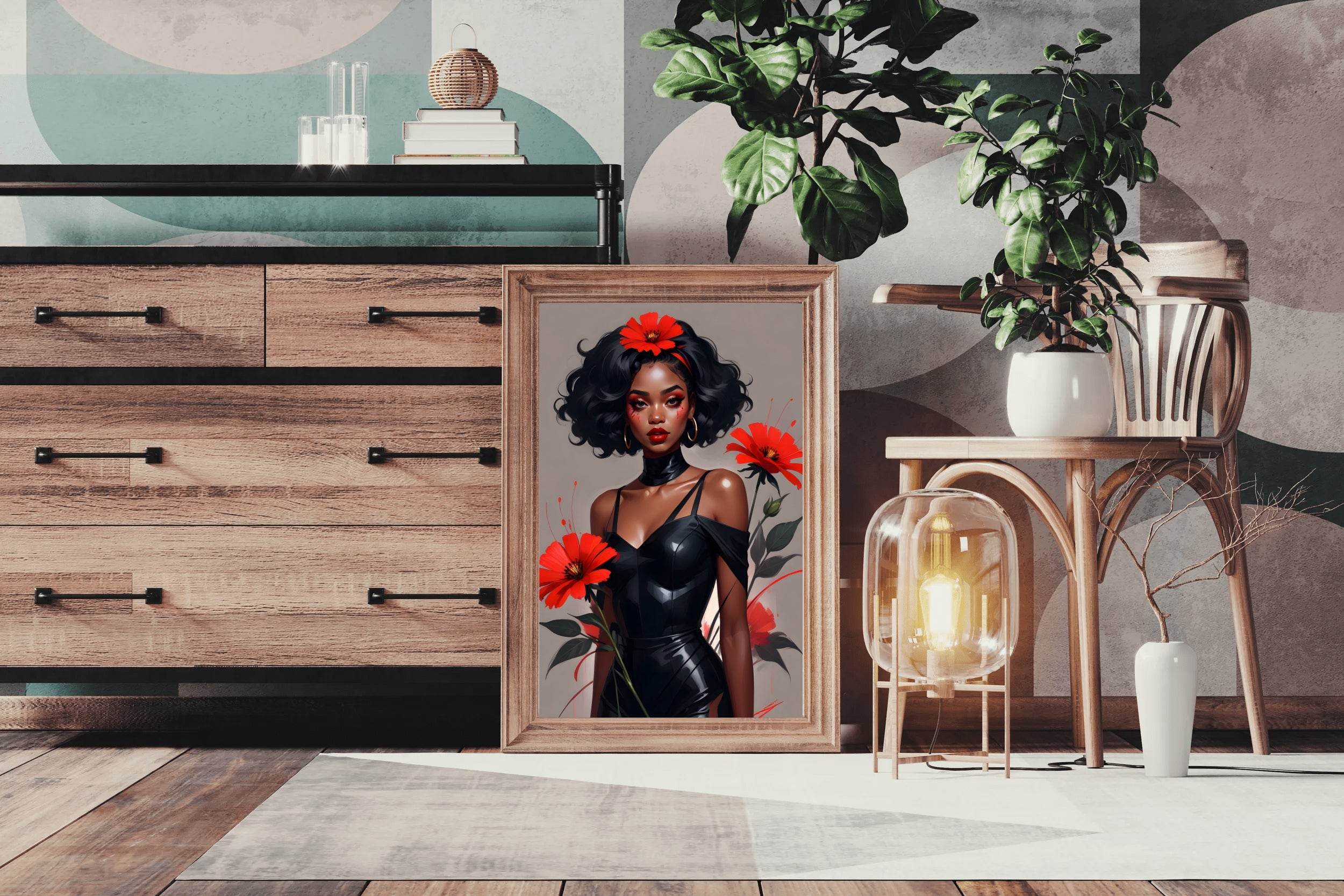 Floral Elegance Bold Beauty in Black and Red Wall Art - beink online art store