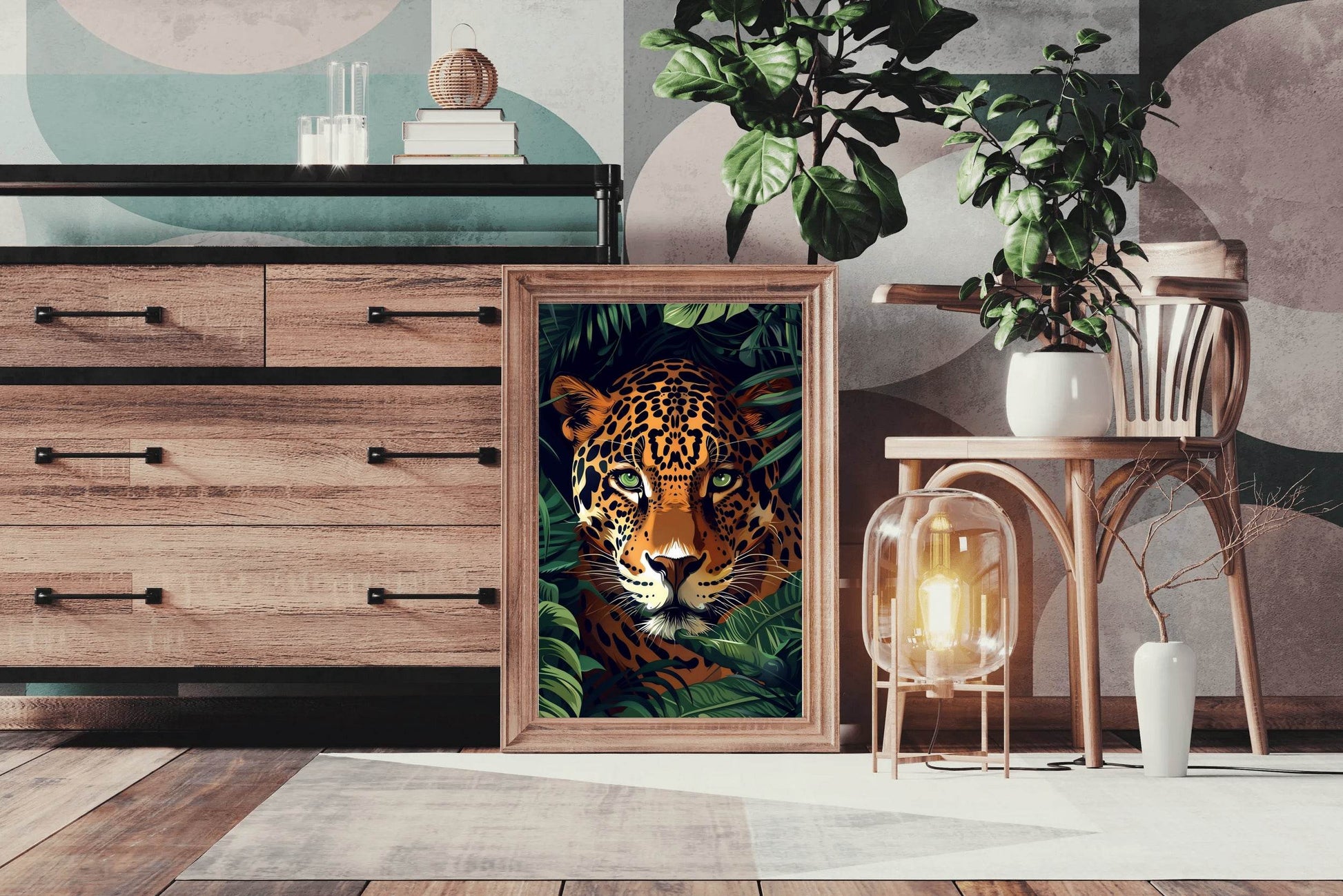 Painting of Tiger Hiding in Bushes - beink online art store