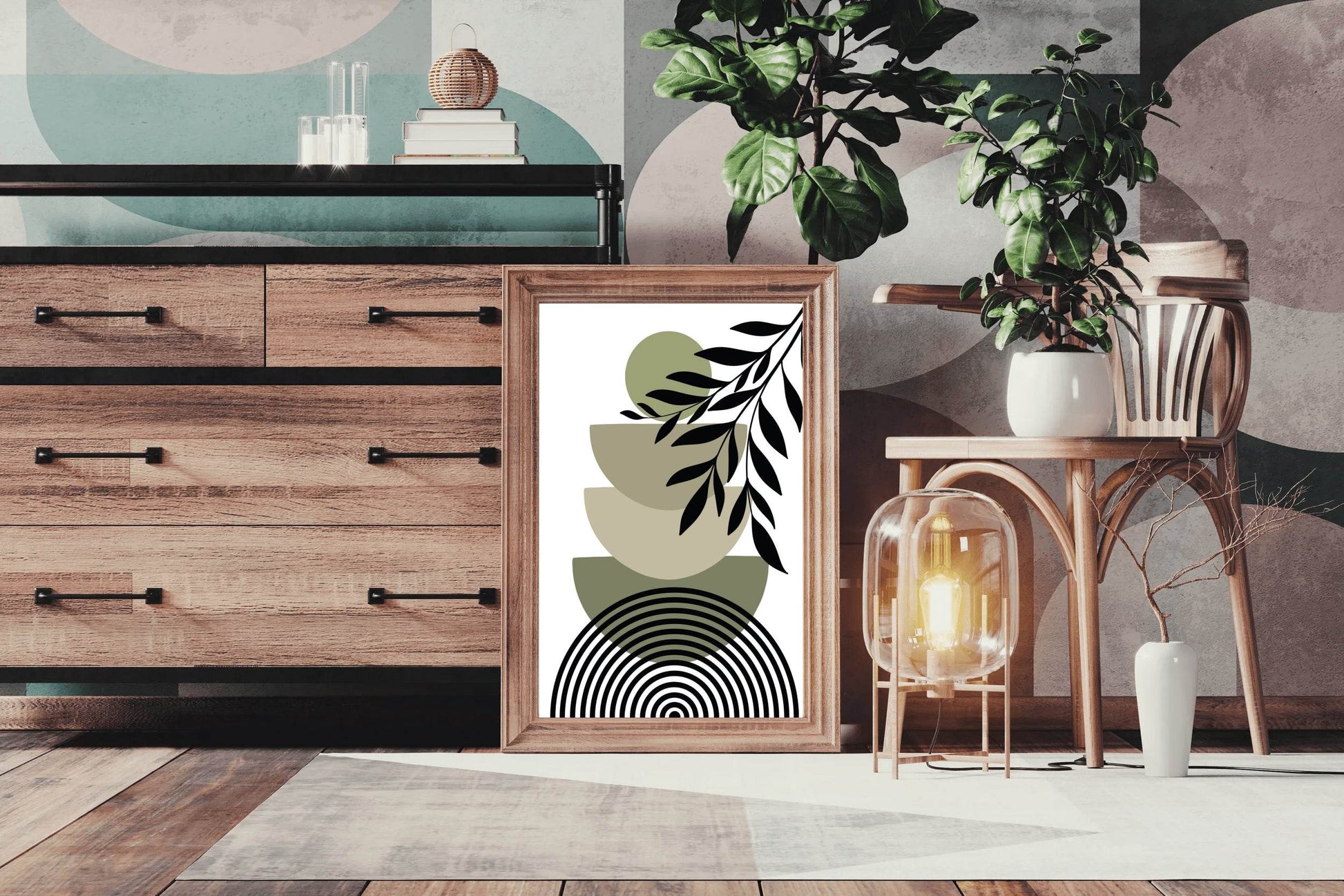 Abstract Leaves Branch Spiraled Circle ArtWork - beink online art store