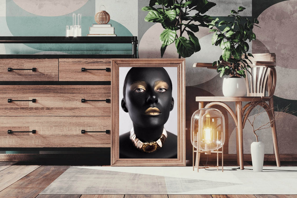Arte Black Gold On a Woman Face Wall Art - beink online art store