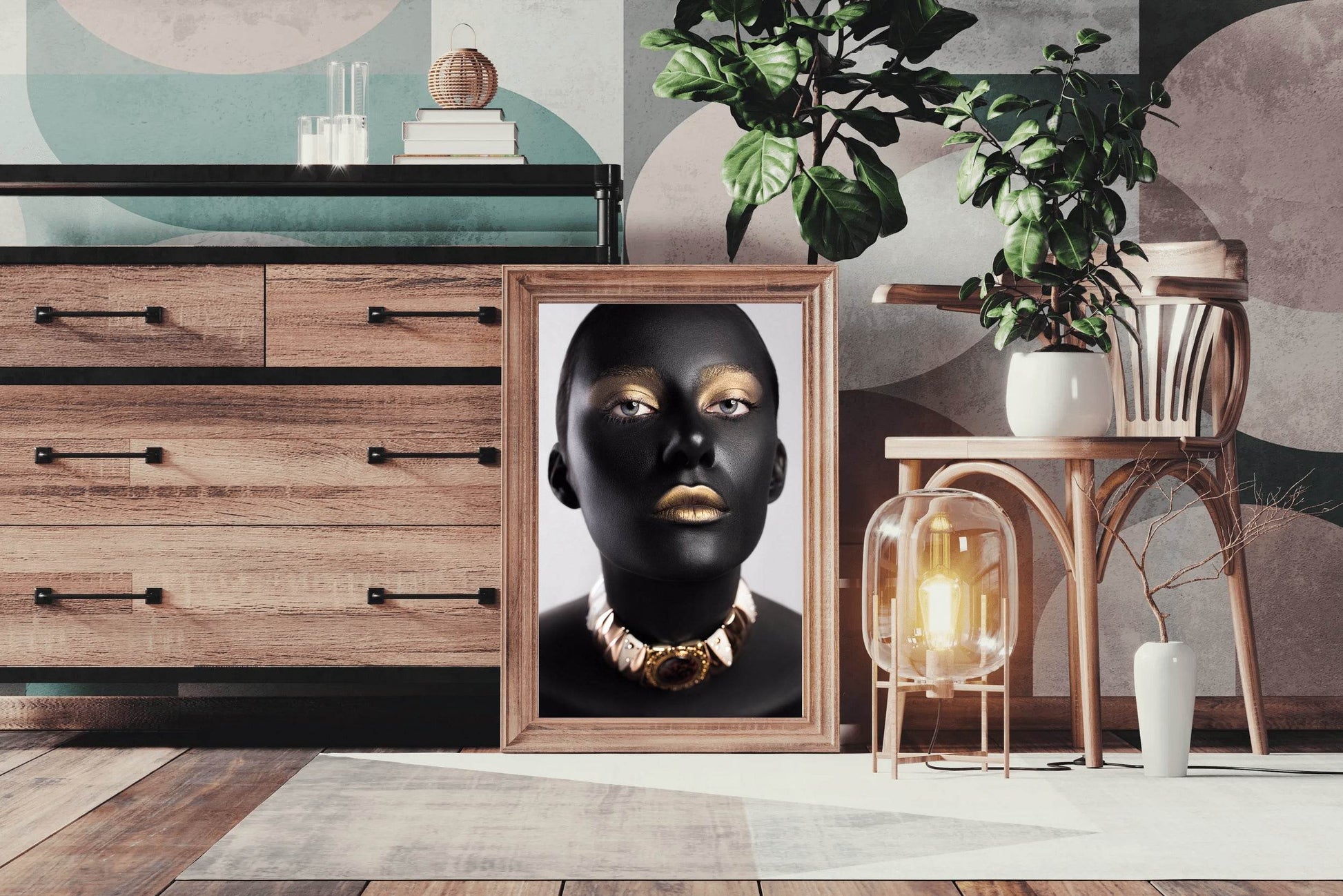 Arte Black Gold On a Woman Face Wall Art - beink online art store
