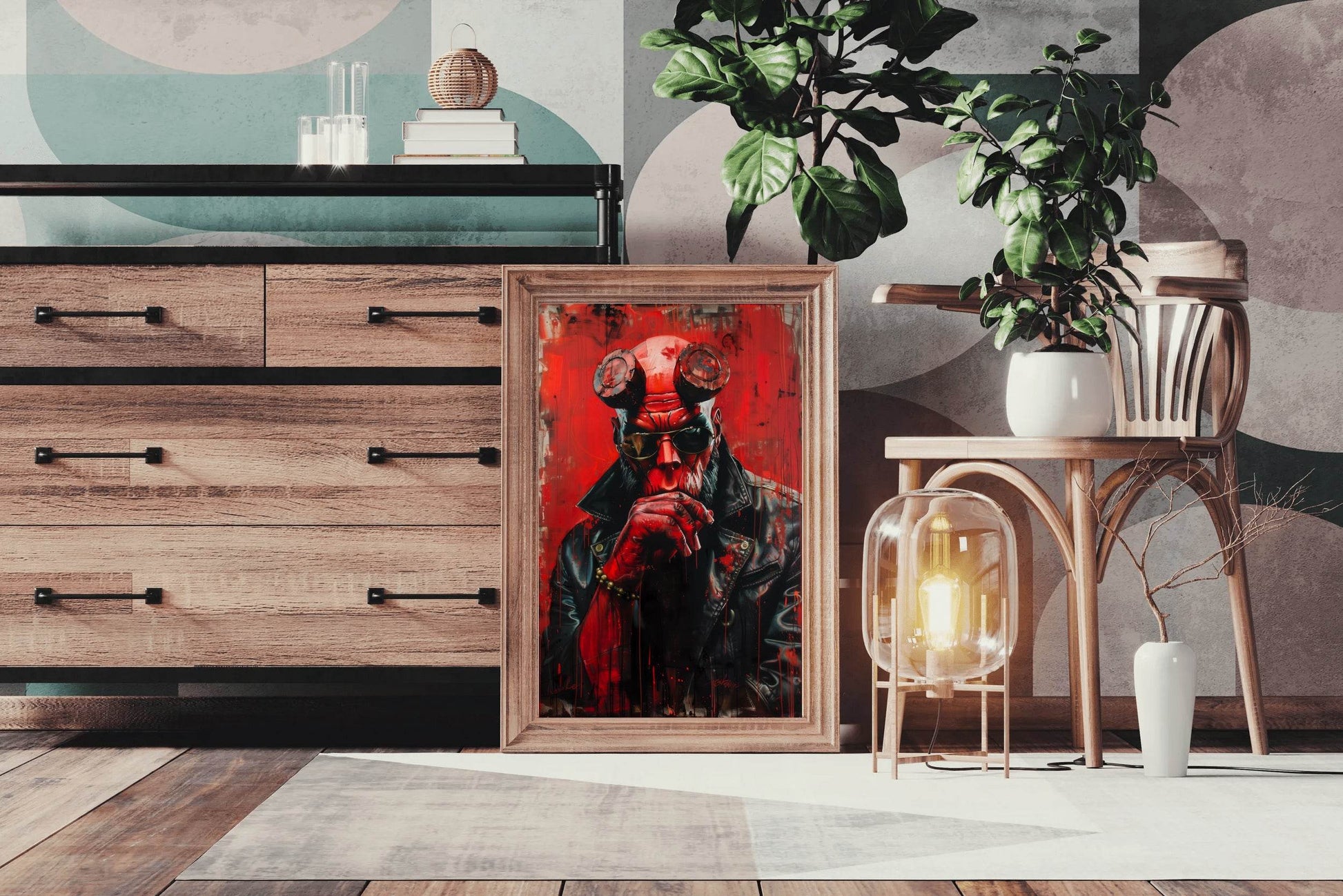 Painting of Hellboy Premium Wall Art - beink online art store