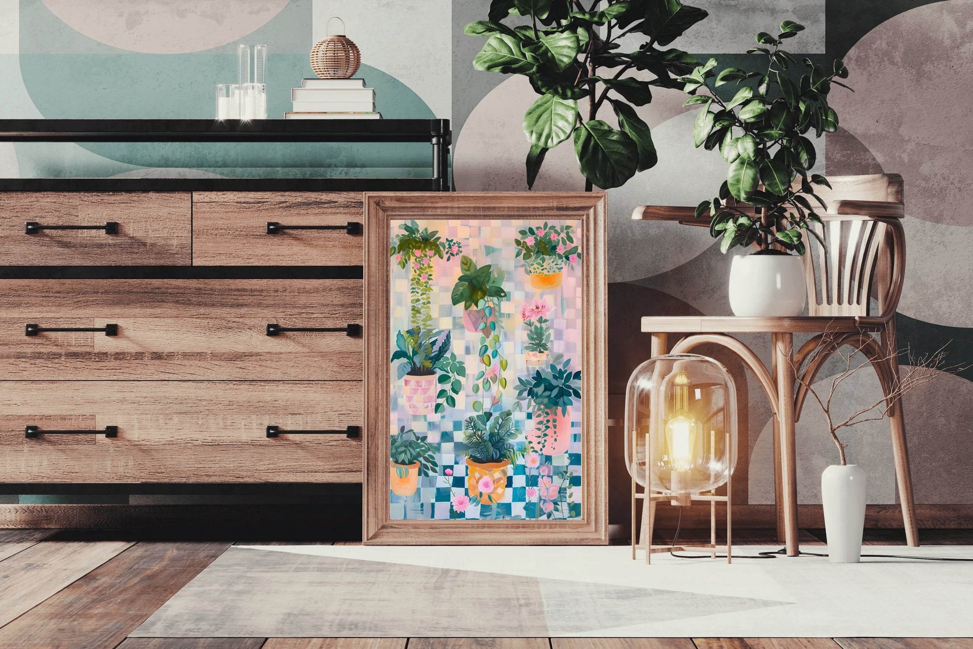 Colorful Potted Plants Digital Painting Art - beink online art store