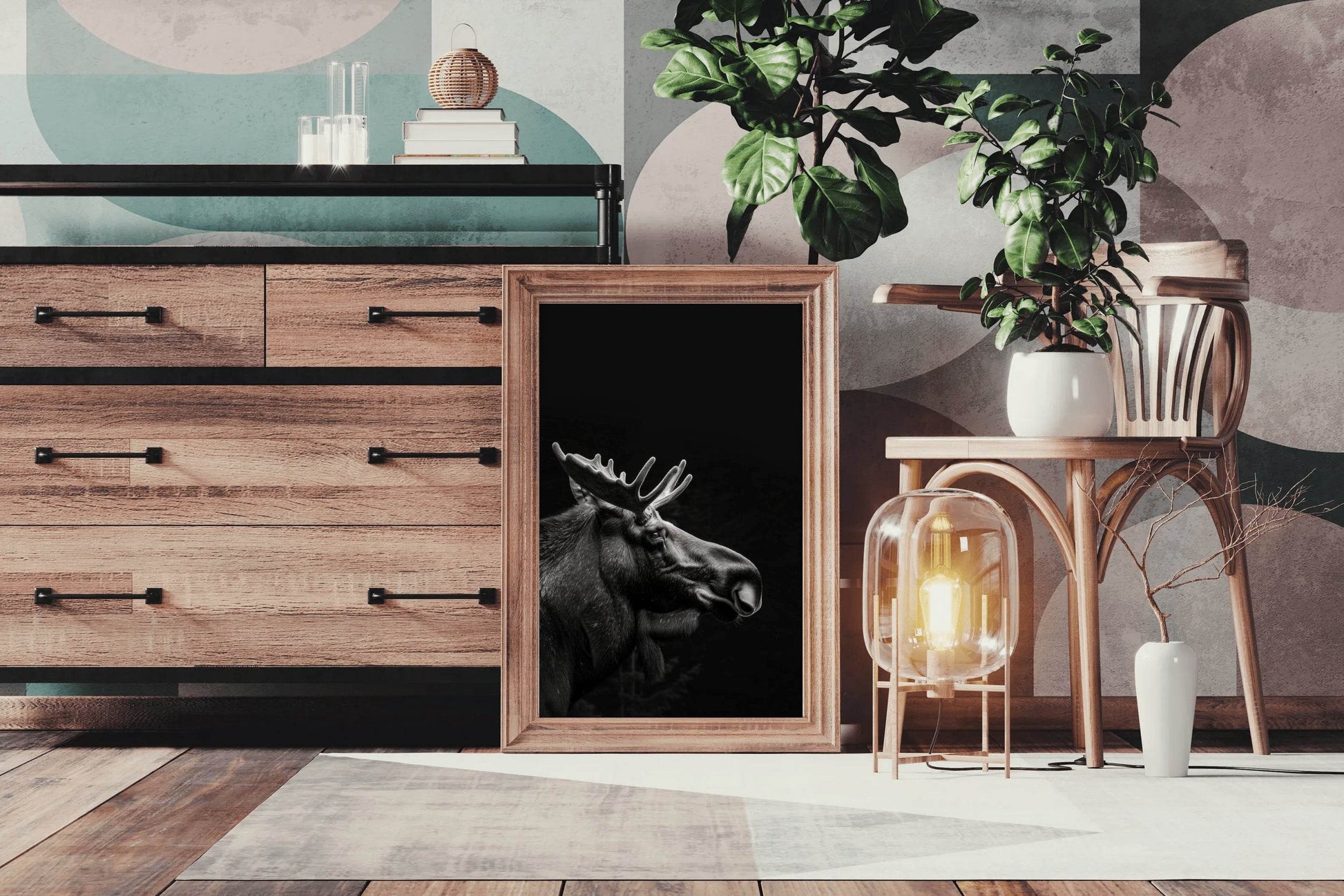 Alaska Moose Black & White Wall Art - beink online art store
