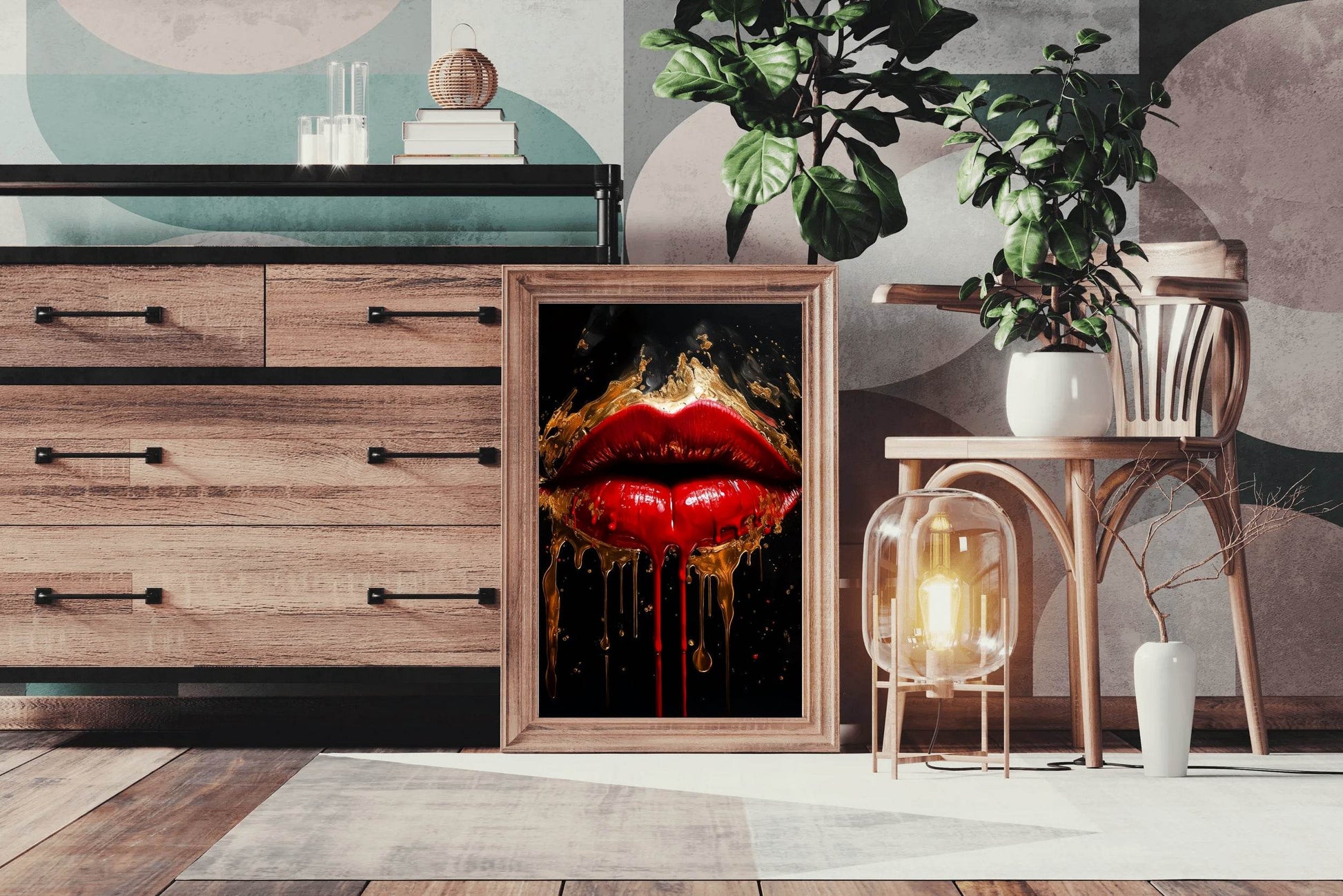 Oil Painting Of A Beautiful Woman's Lips - beink online art store