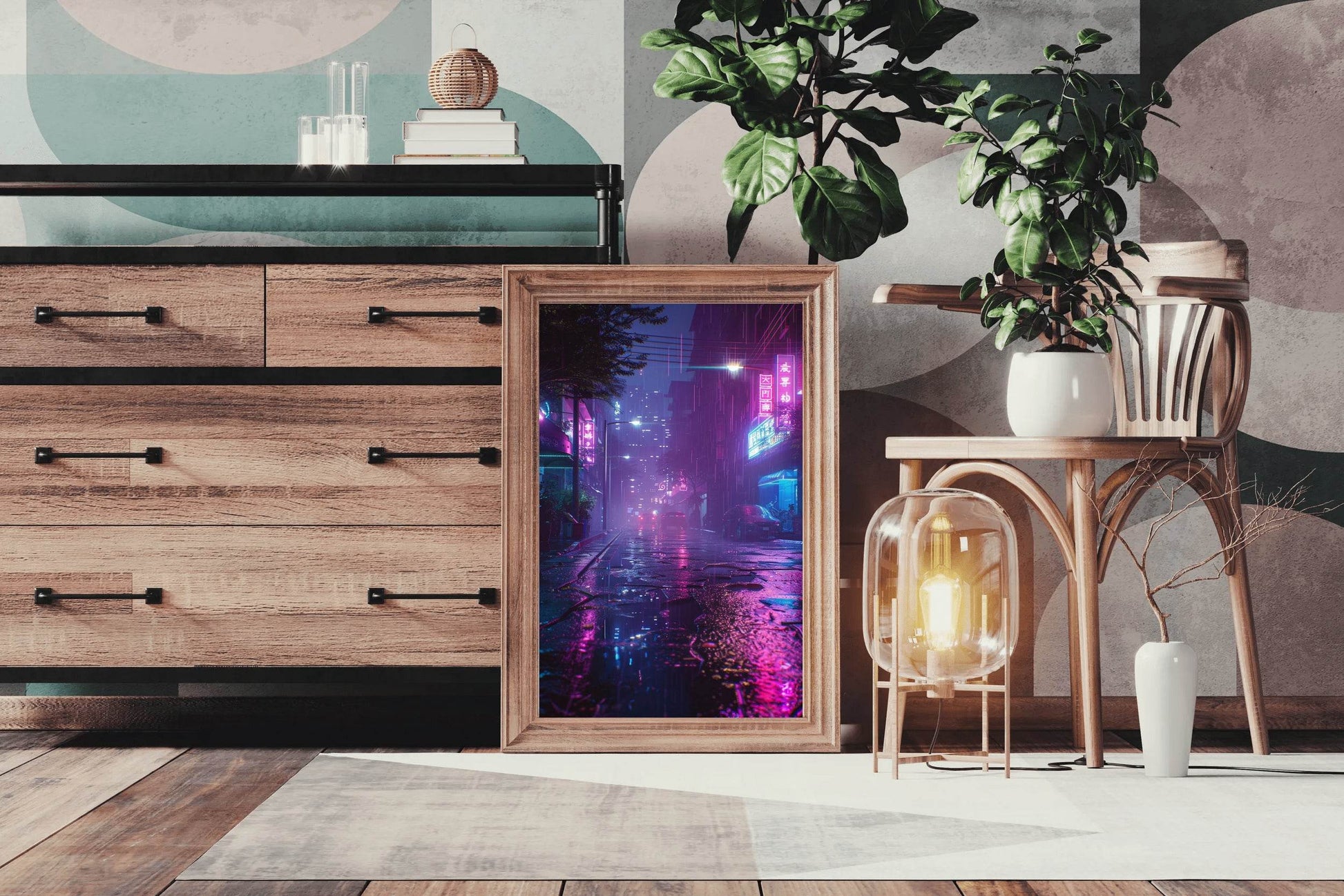 Street Featuring Neon Lights Wall Art - beink online art store