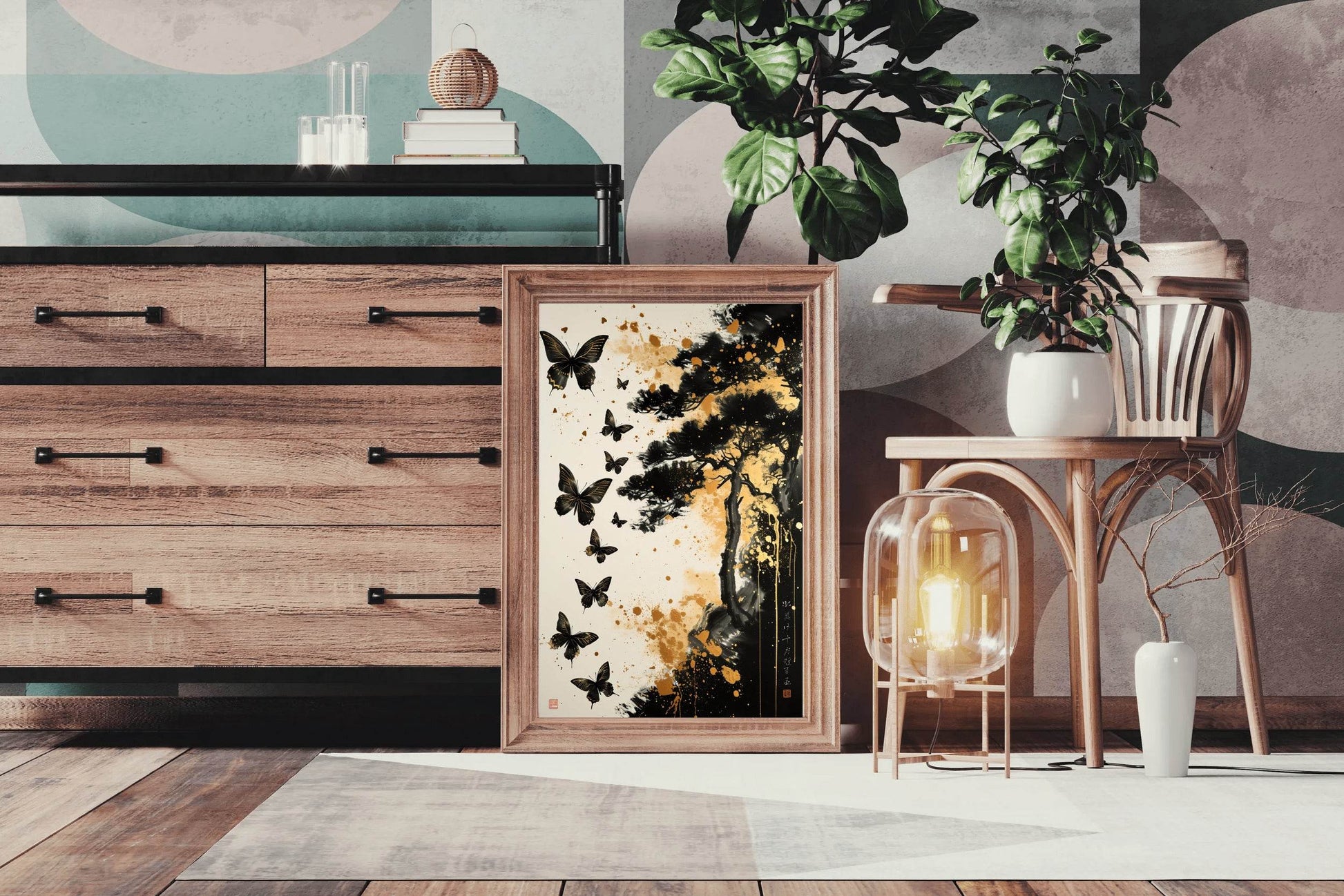 Painting Beautiful Black Butterflies Wall Art - beink online art store