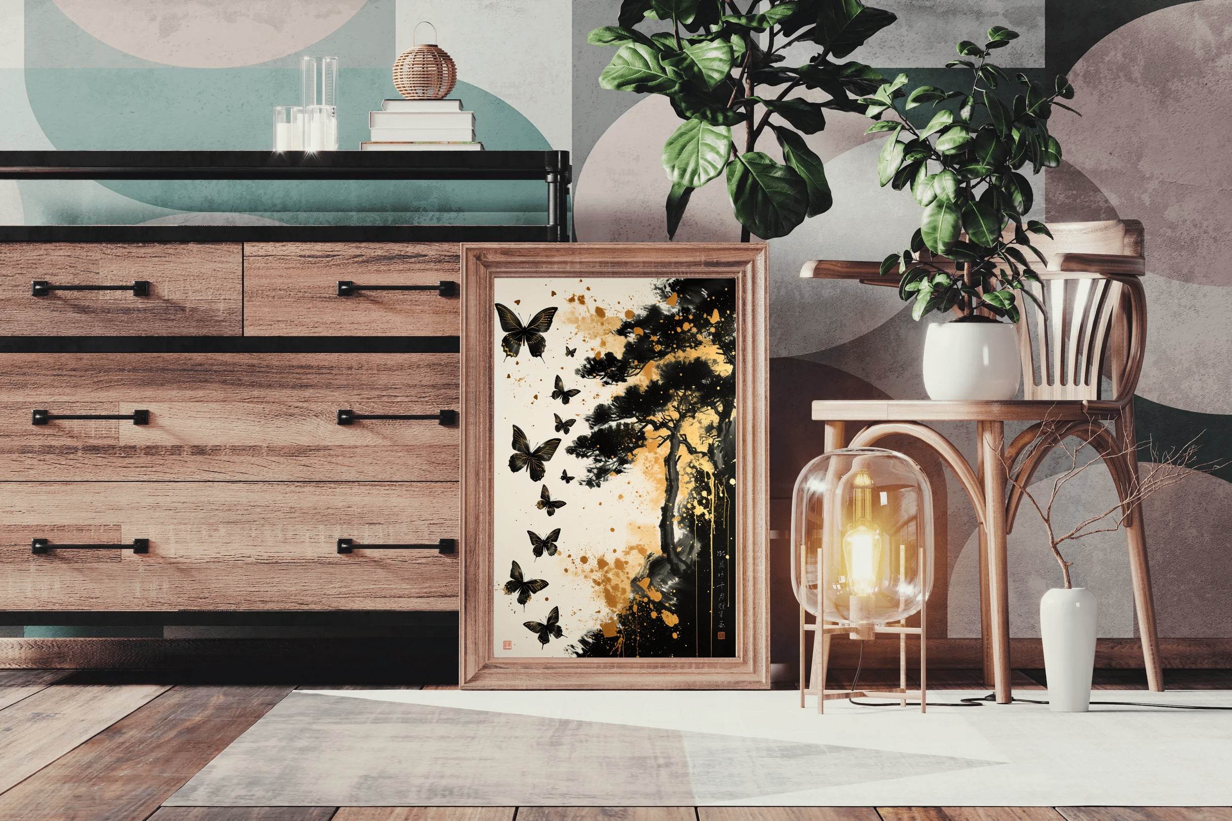Painting Beautiful Black Butterflies Wall Art - beink online art store
