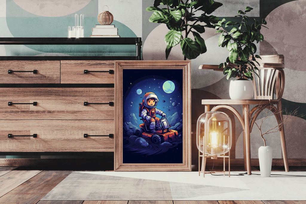 Painting of Astonaut Boy Riding in Space - beink online art store
