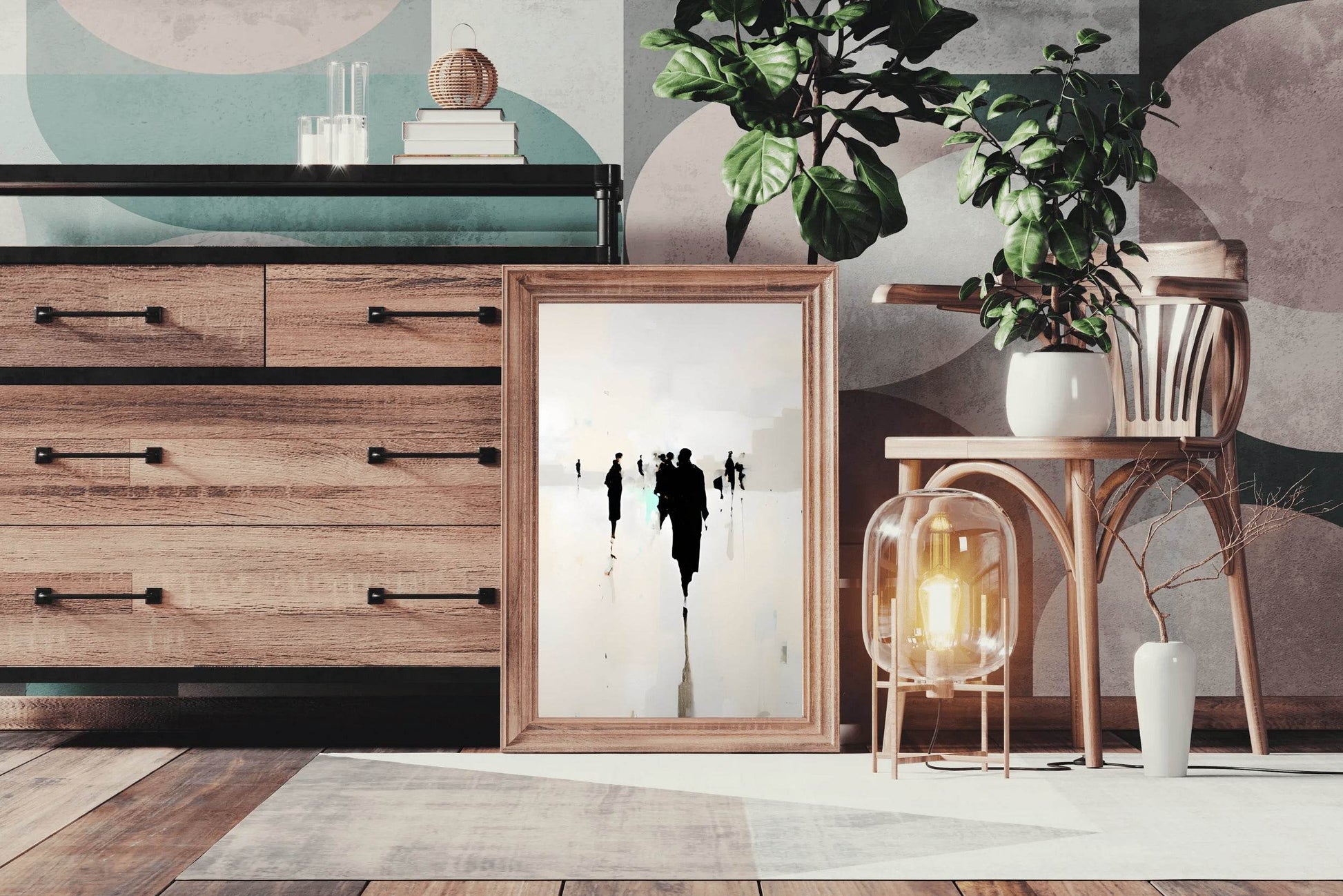 Black Foggy Figures Modern Wall Art - beink online art store