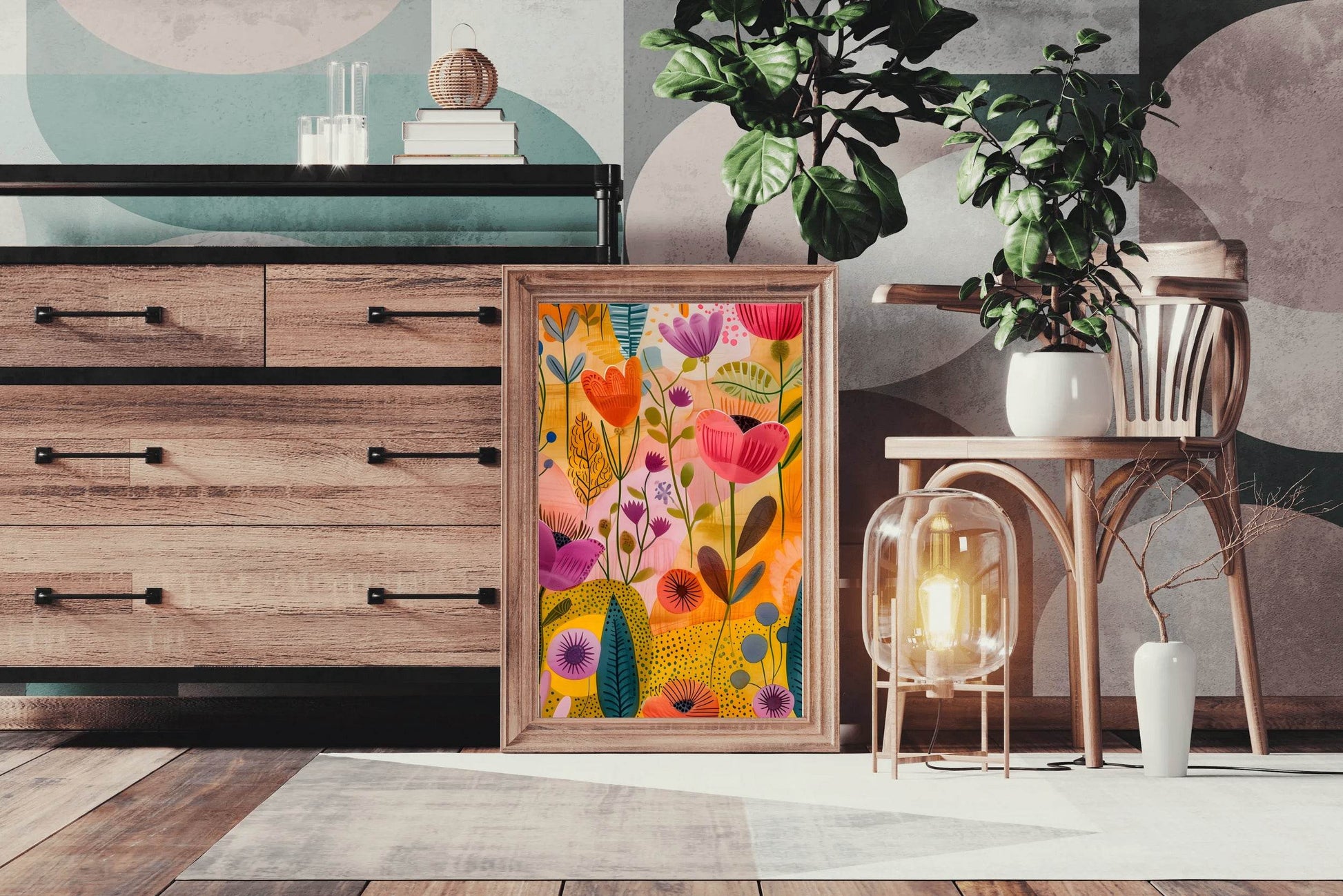 Illustration of Multicolor Flowers Digital Art - beink online art store