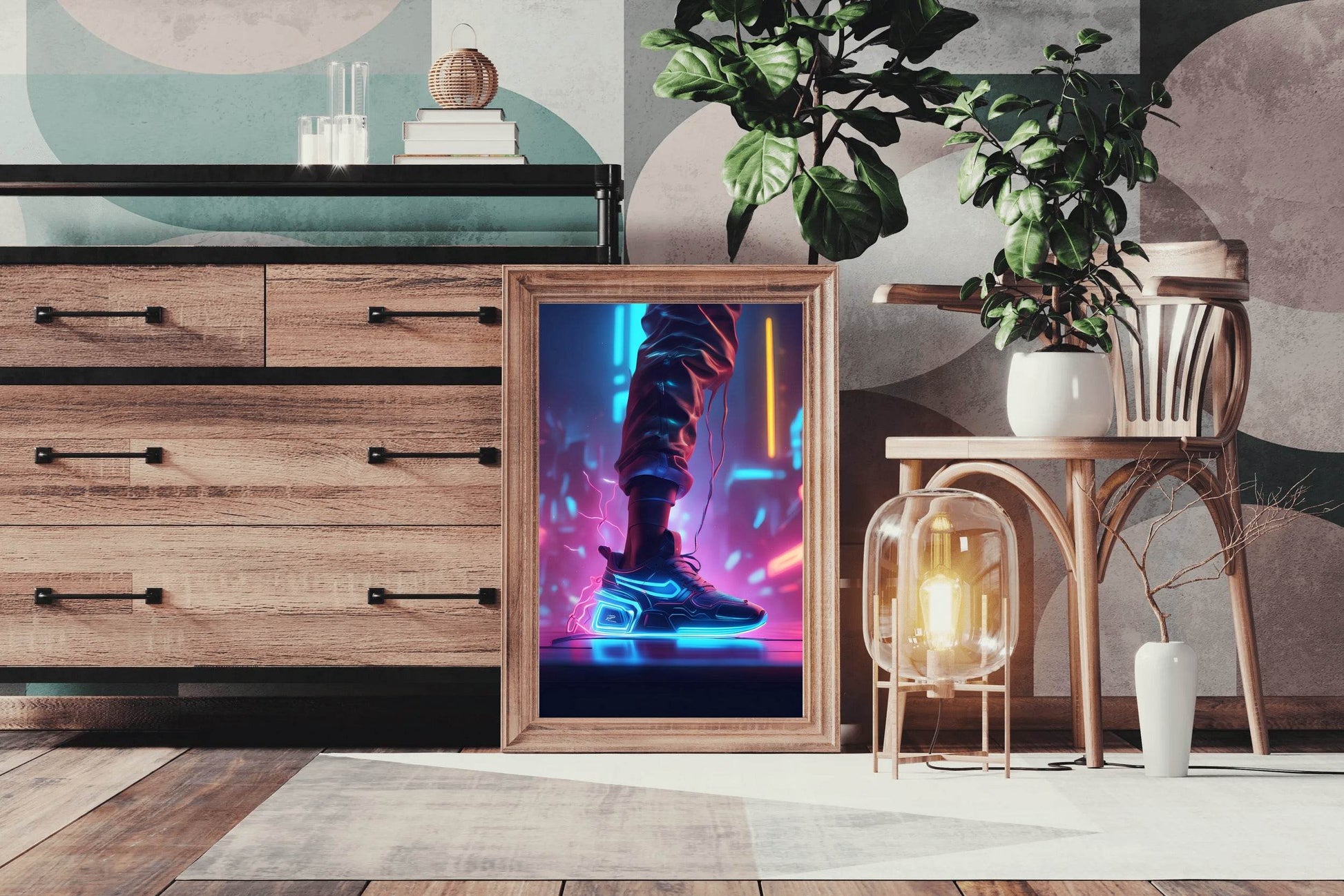 Neon Nike Shoes Wall Art - beink online art store