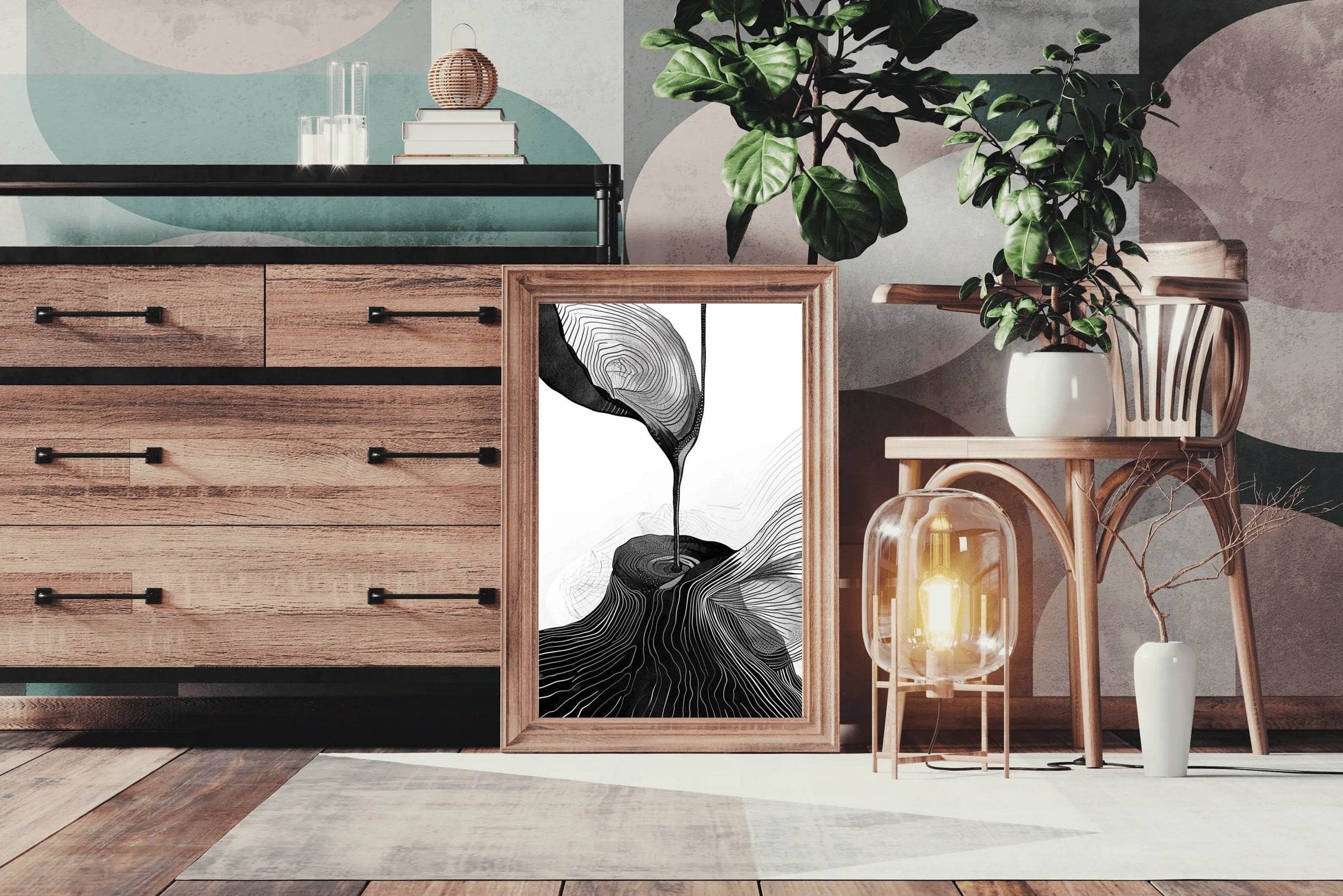 Cosmic Flow Ink Drawing Modern Wall Art - beink online art store