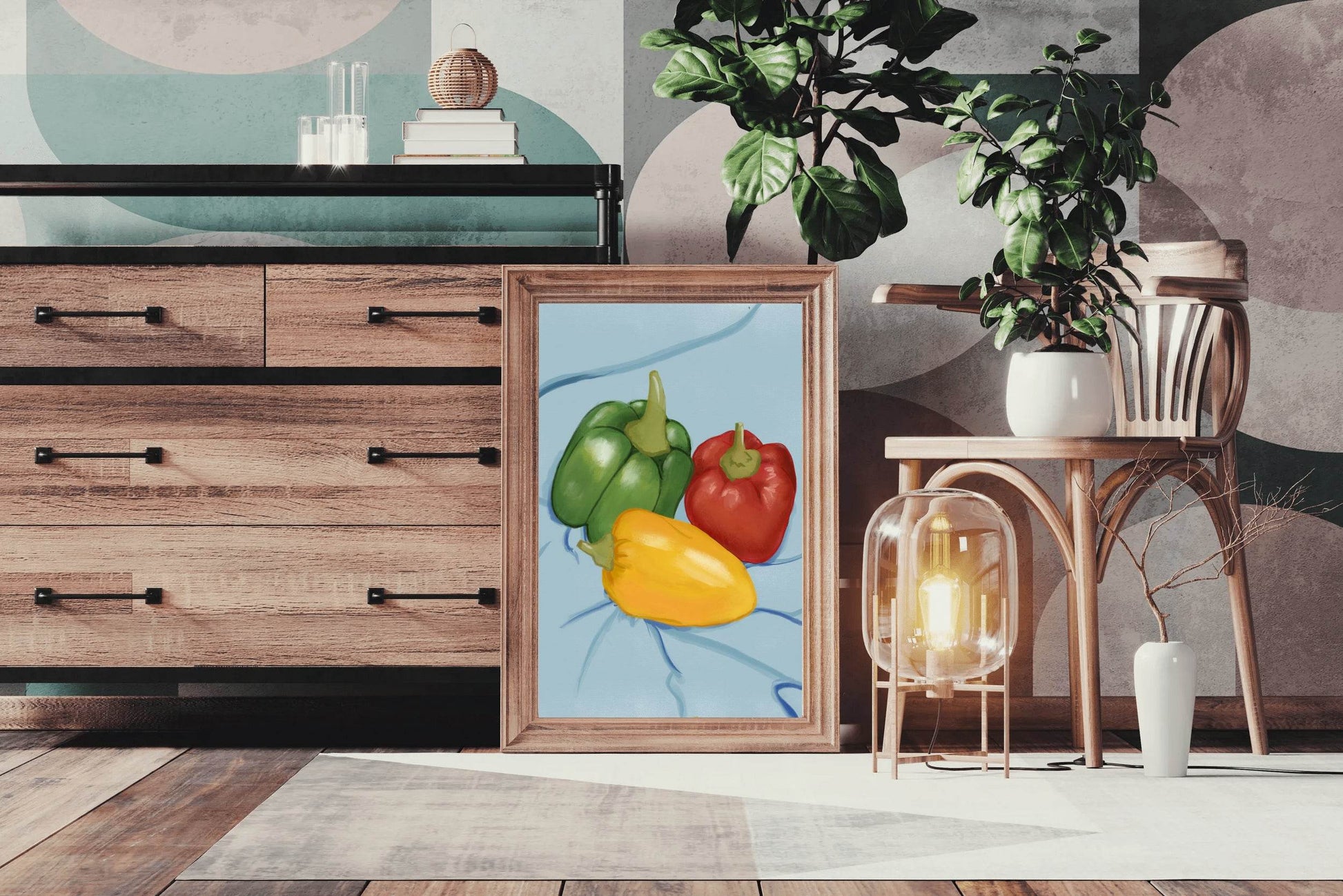 Colored Bell Pepper Painting Wall Art - beink online art store