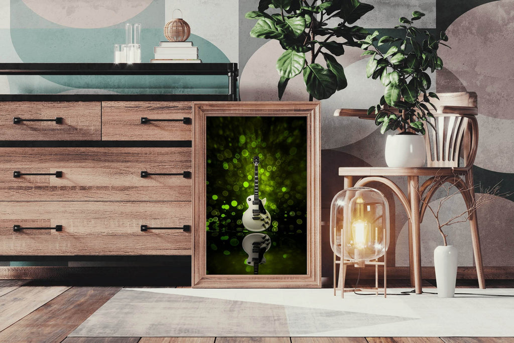 Electric Guitar With Green Background Wall Art - beink online art store