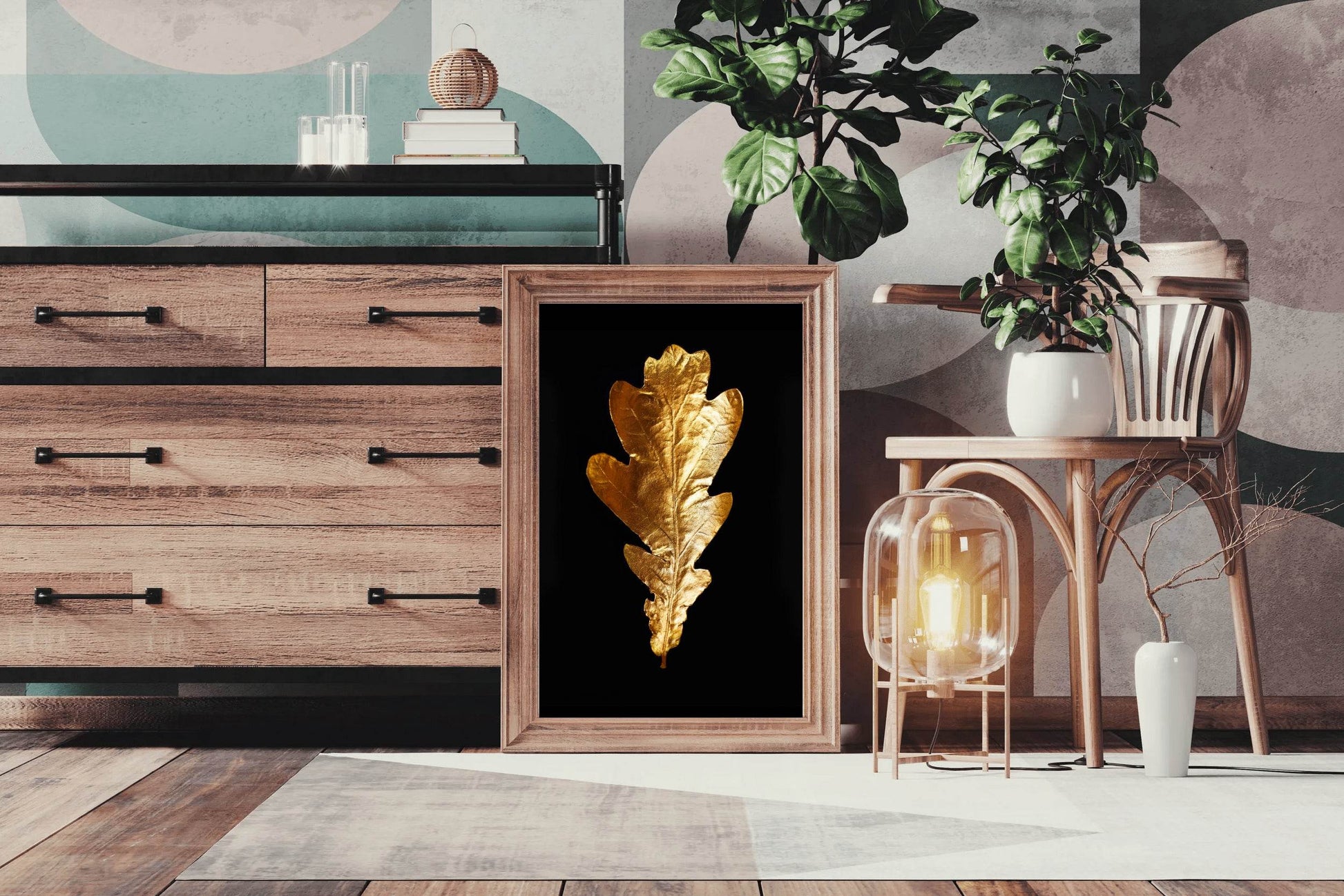 Golden Oak Leaf Wall Art - beink online art store