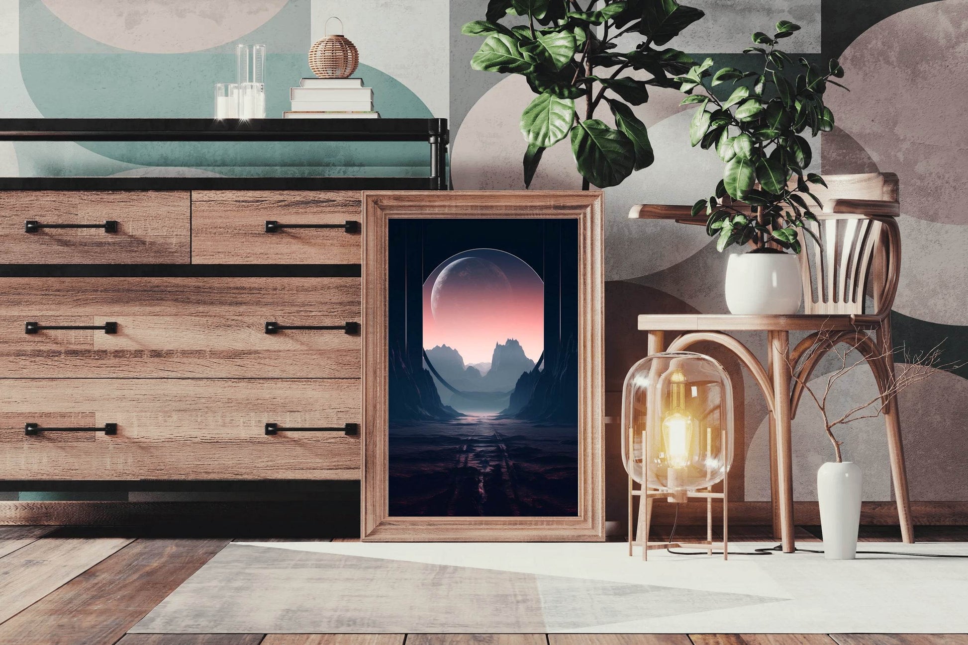 Moon Between The Mountain Wall Art - beink online art store