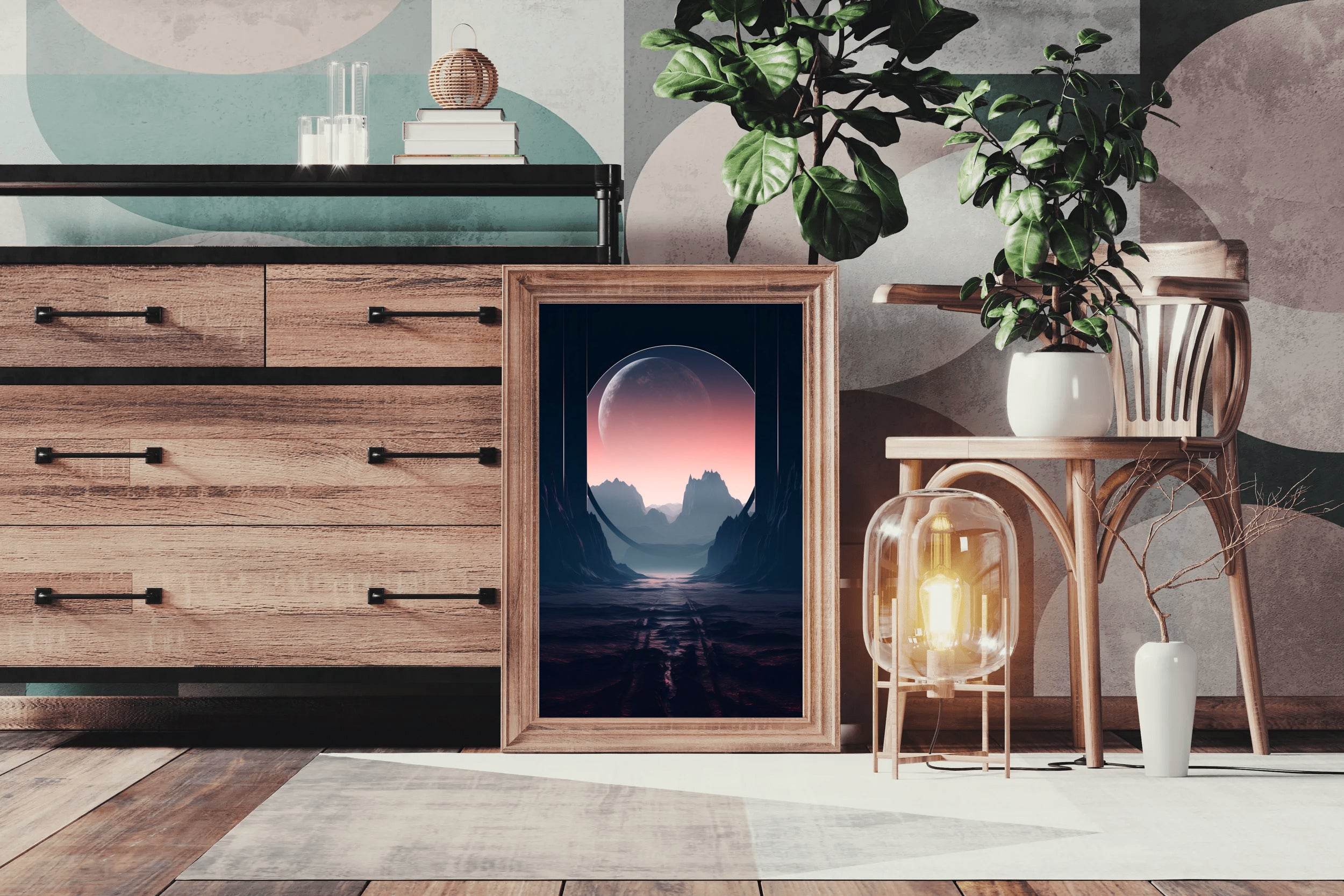 Moon Between The Mountain Wall Art - beink online art store