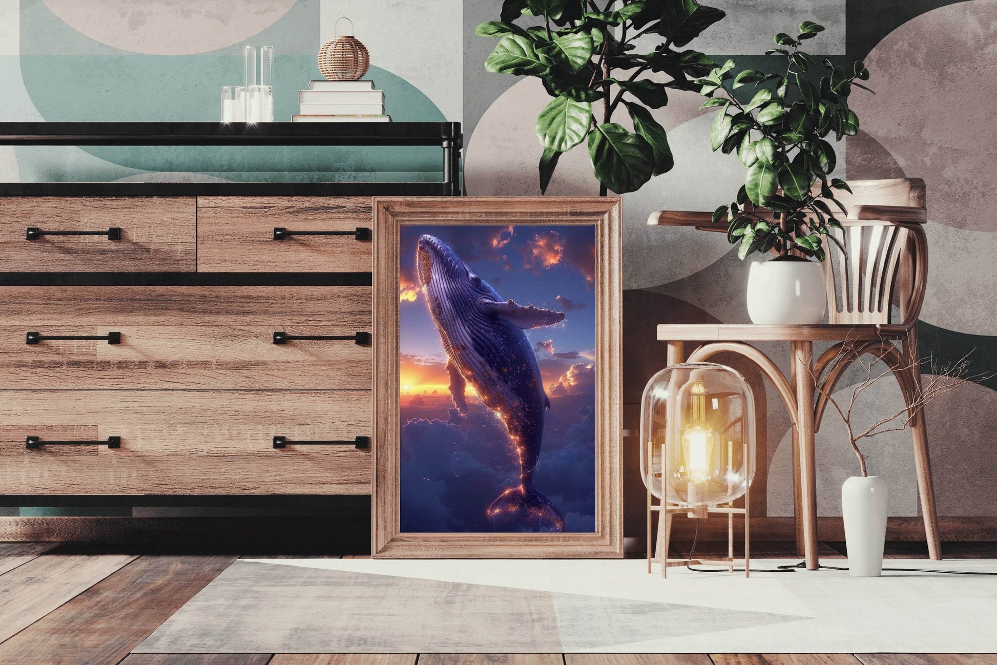 Digital Painting of Fantasy Whale Wall Art - beink online art store